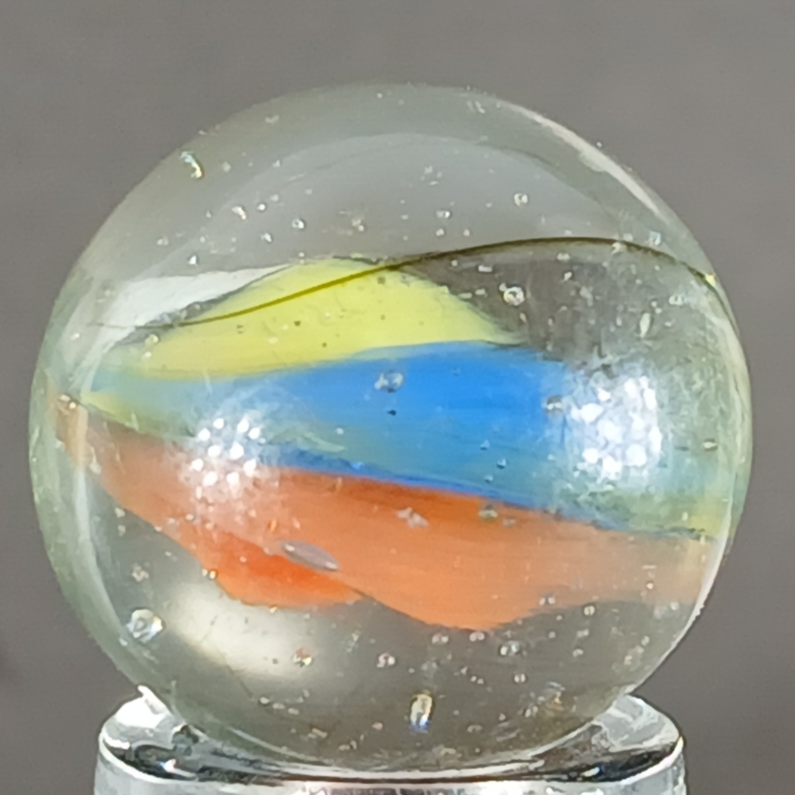Vintage Tri-Color Hybrid Cat’s Eye Marble .59 Inches Near-Mint Condition
