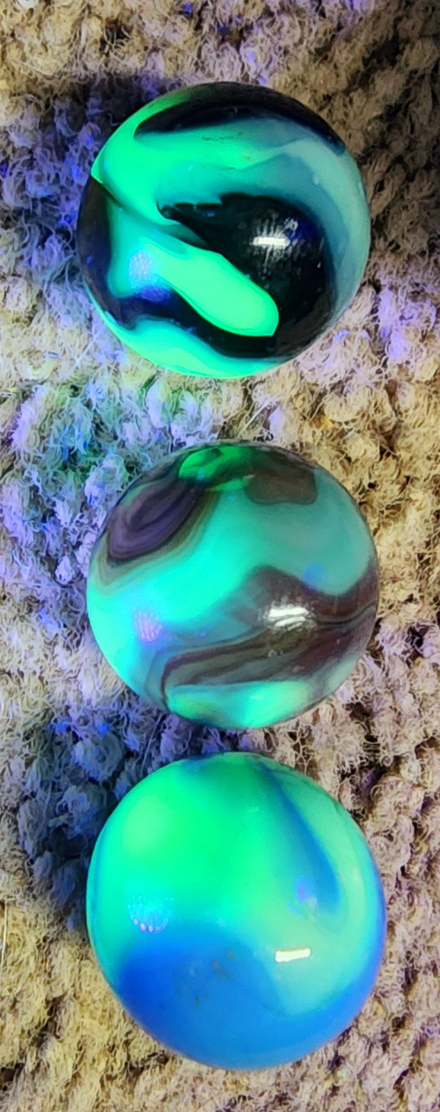Three Large Vintage Christensen Uranium Marbles