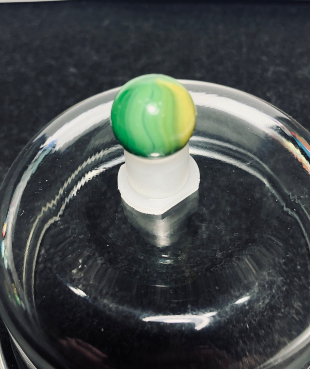 🔥Vintage Green Yellow Black Banded Opaque Marble .65 in🔥