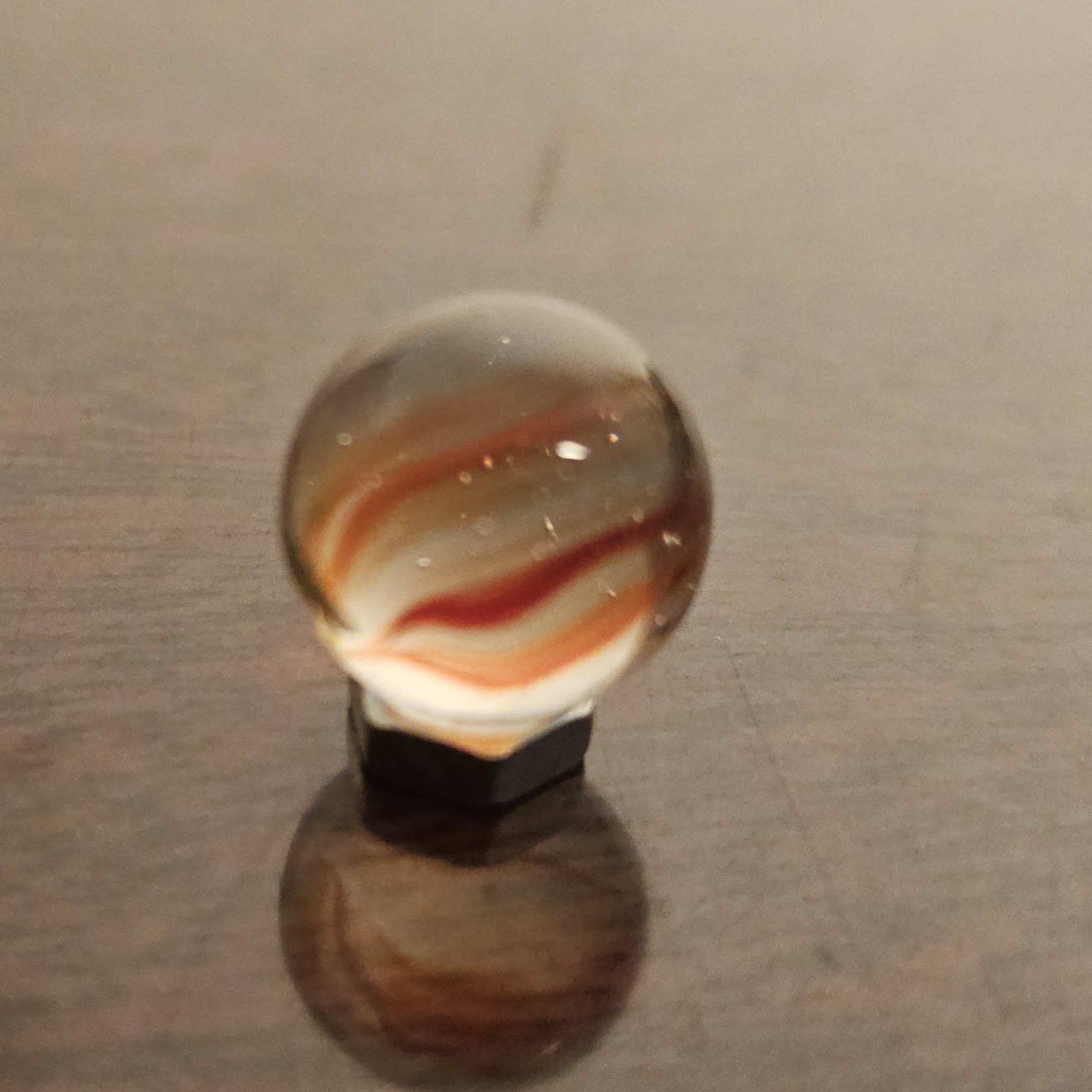 Vintage Vacor Red Spaghetti Ribbon .593″ Glass Marble