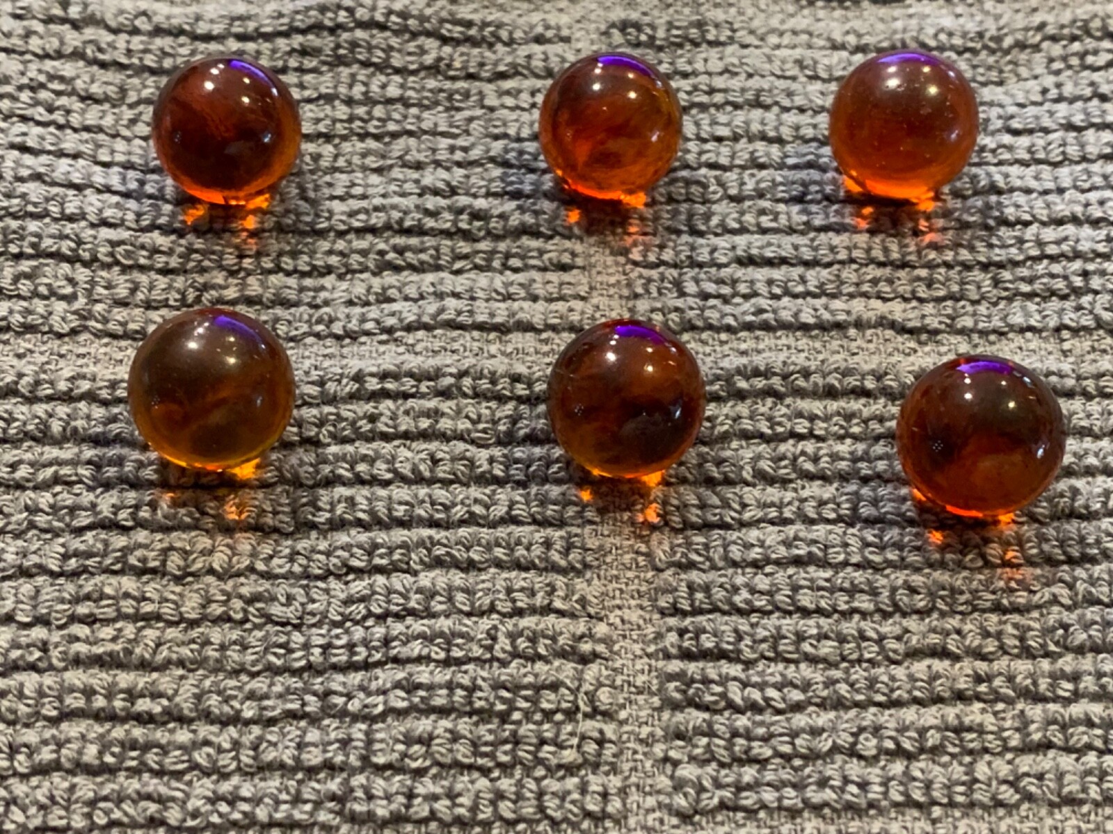 Vaseline Uranium Vintage Glass Marbles, Lot of 6 Glowing Marbles Red Amber