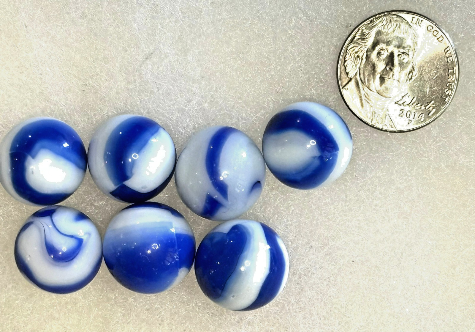 Vintage Alley Agate Blue and White Swirl .6″ – 7 Total