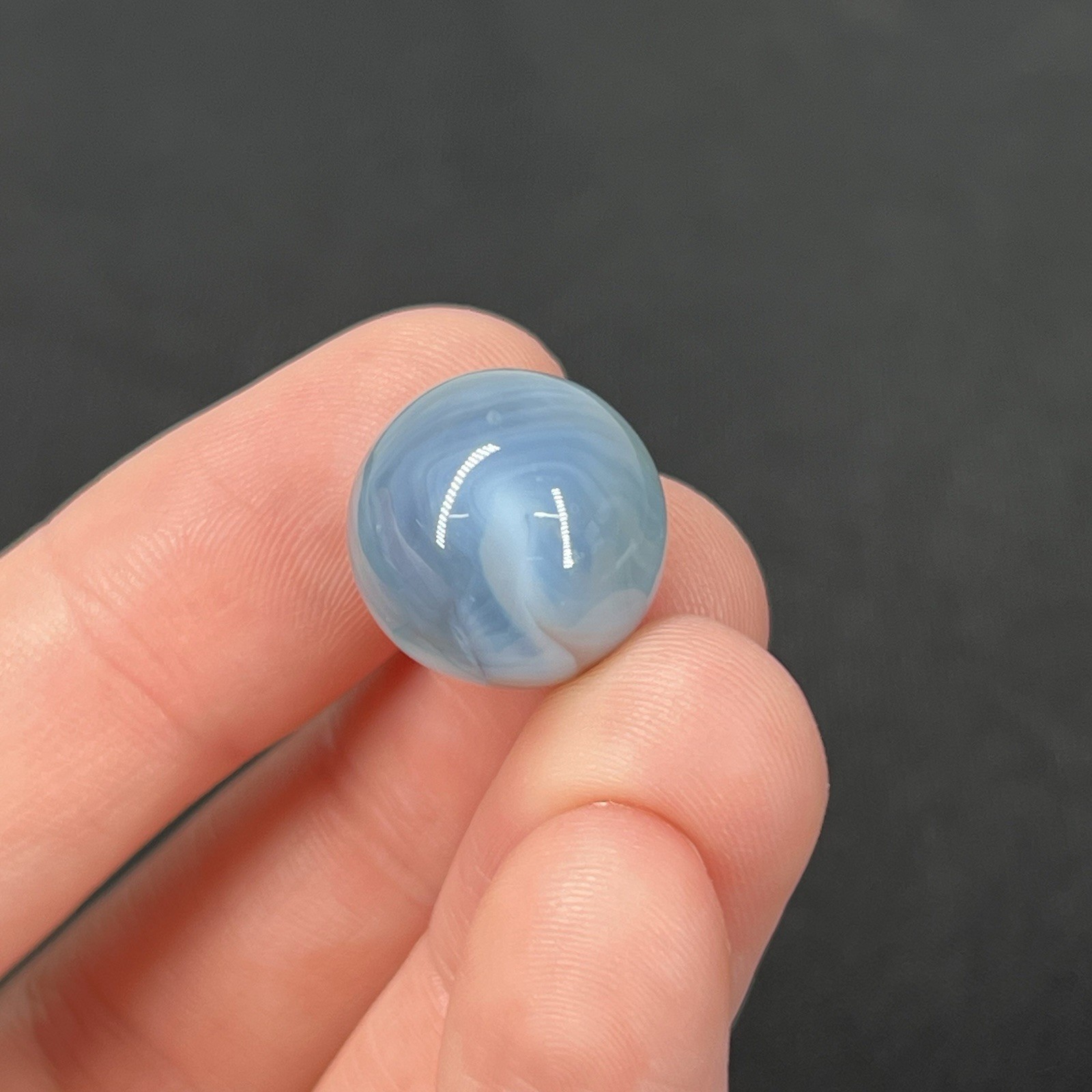 Old Vintage Glass Marble Christensen Akro Peltier Vitro .6” Cloudy Dusty Blue