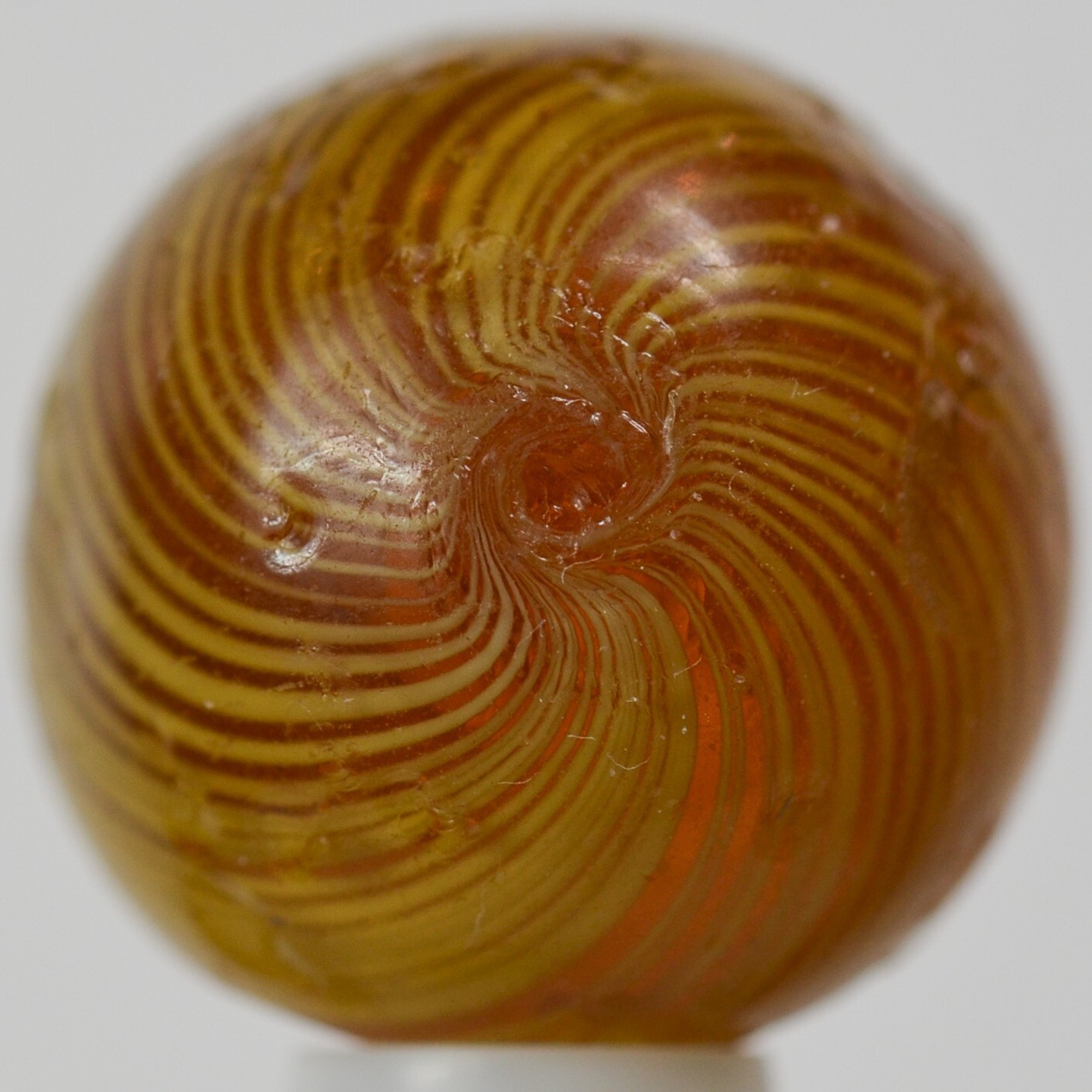 Handmade Gooseberry Marble, Amber Glass, 11/16 in, Good+, Chip, Germany, S1398