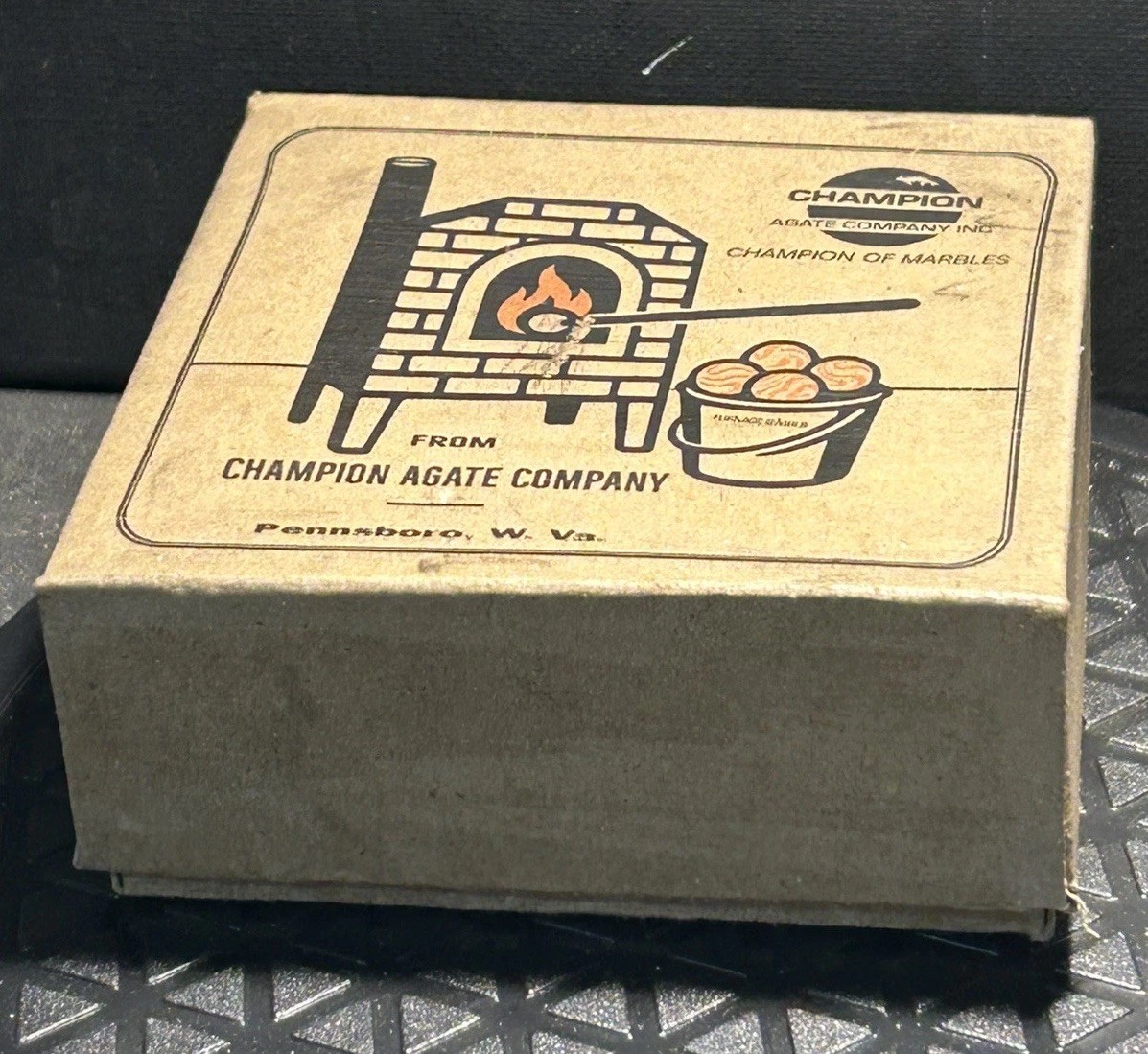Champion Agate Company Furnace Swirl Marble Logo Deep Marble Box