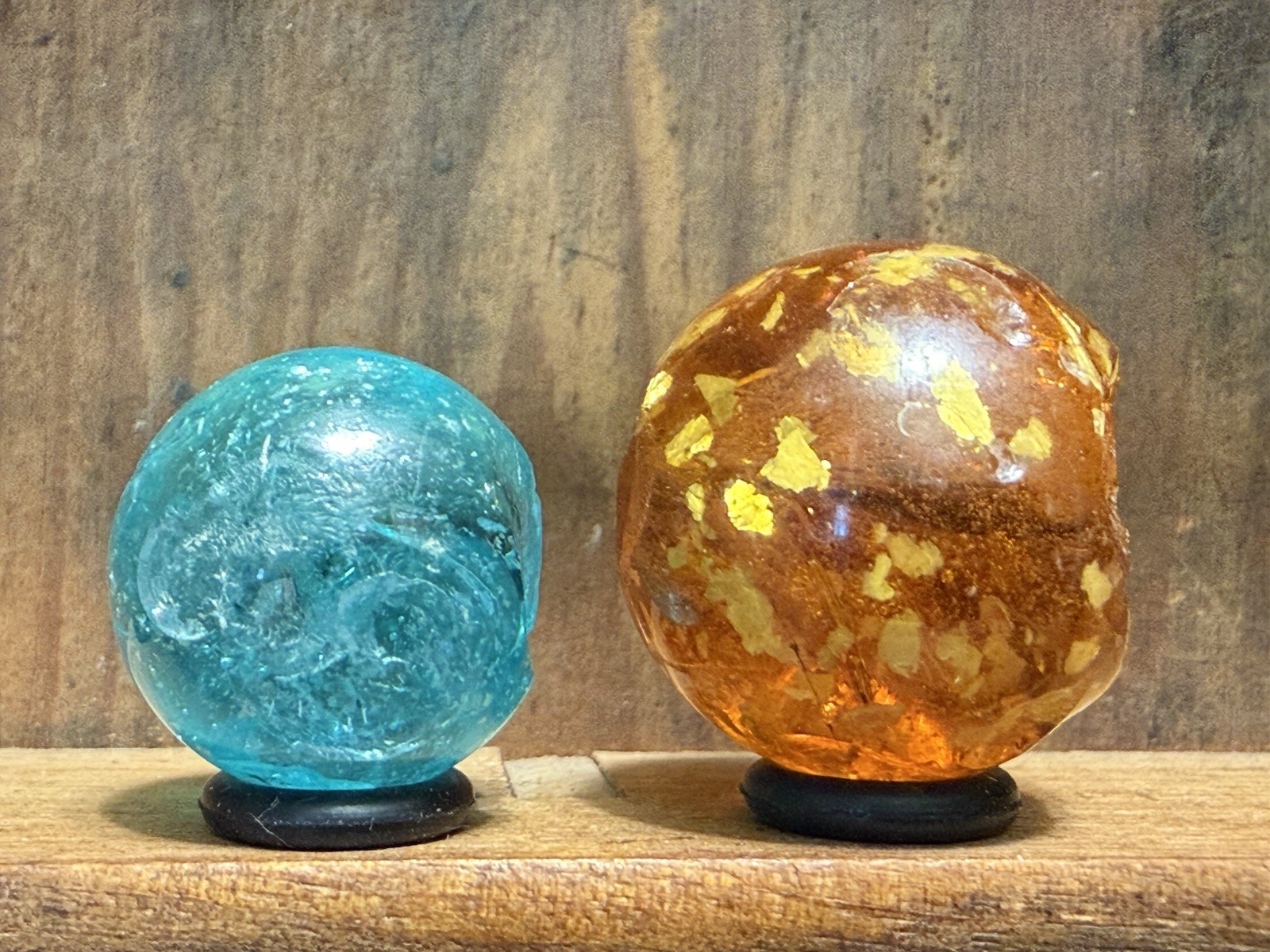 2 Antique Mica Marbles 11/16” & 25/32” Damaged | 211