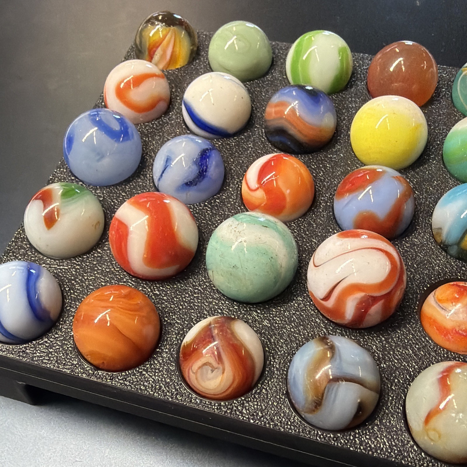 Vintage Glass Marbles Vitro Akro Patch, King Tri, Agate, Christensen 70 Pc Lot