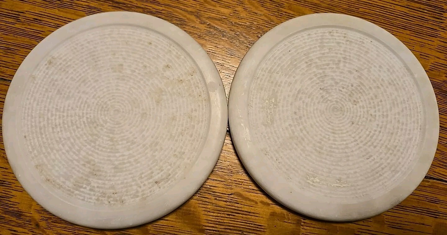 Two RARE CASIGLIANI ITALY Marble Incised Coasters Mid Century Modern
