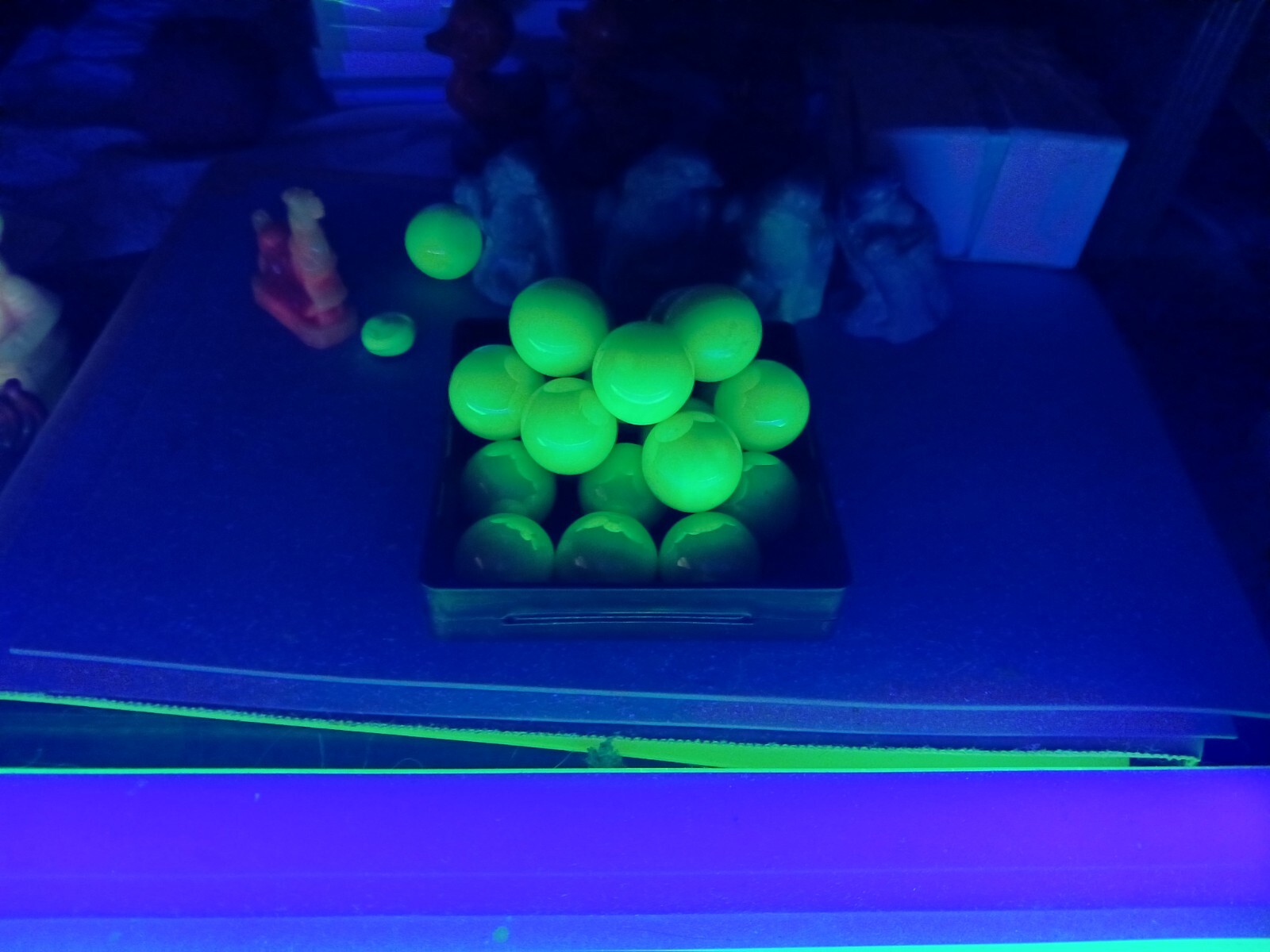 ART GLASS MARBLE/.979″VASELINE URANIUM BLACKLIGHT ABALONE SHOOTER GLOWS GREEN