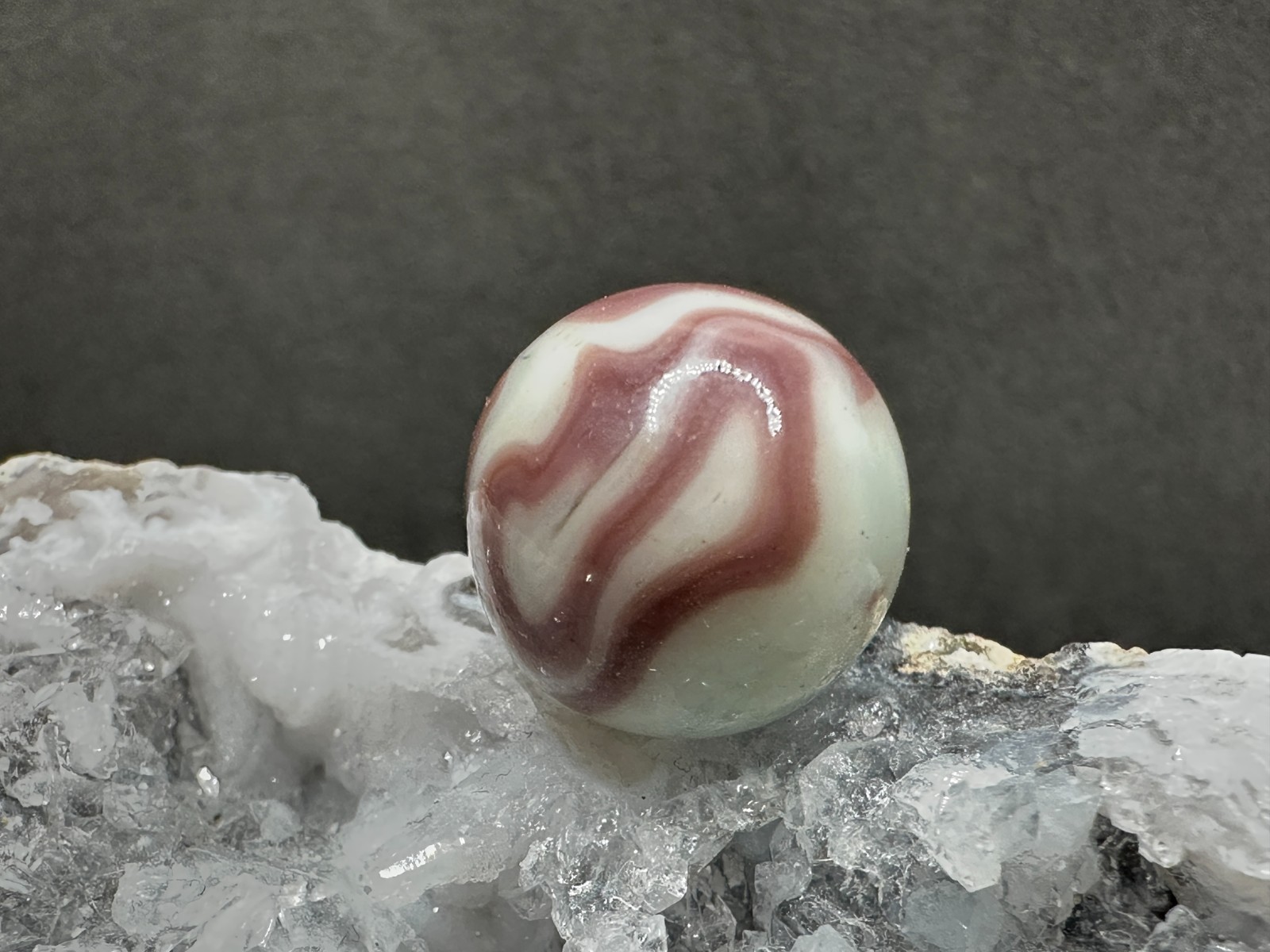Vintage Alley Agate West Virginia Swirl Marble – Lavender Purple & White – .62″
