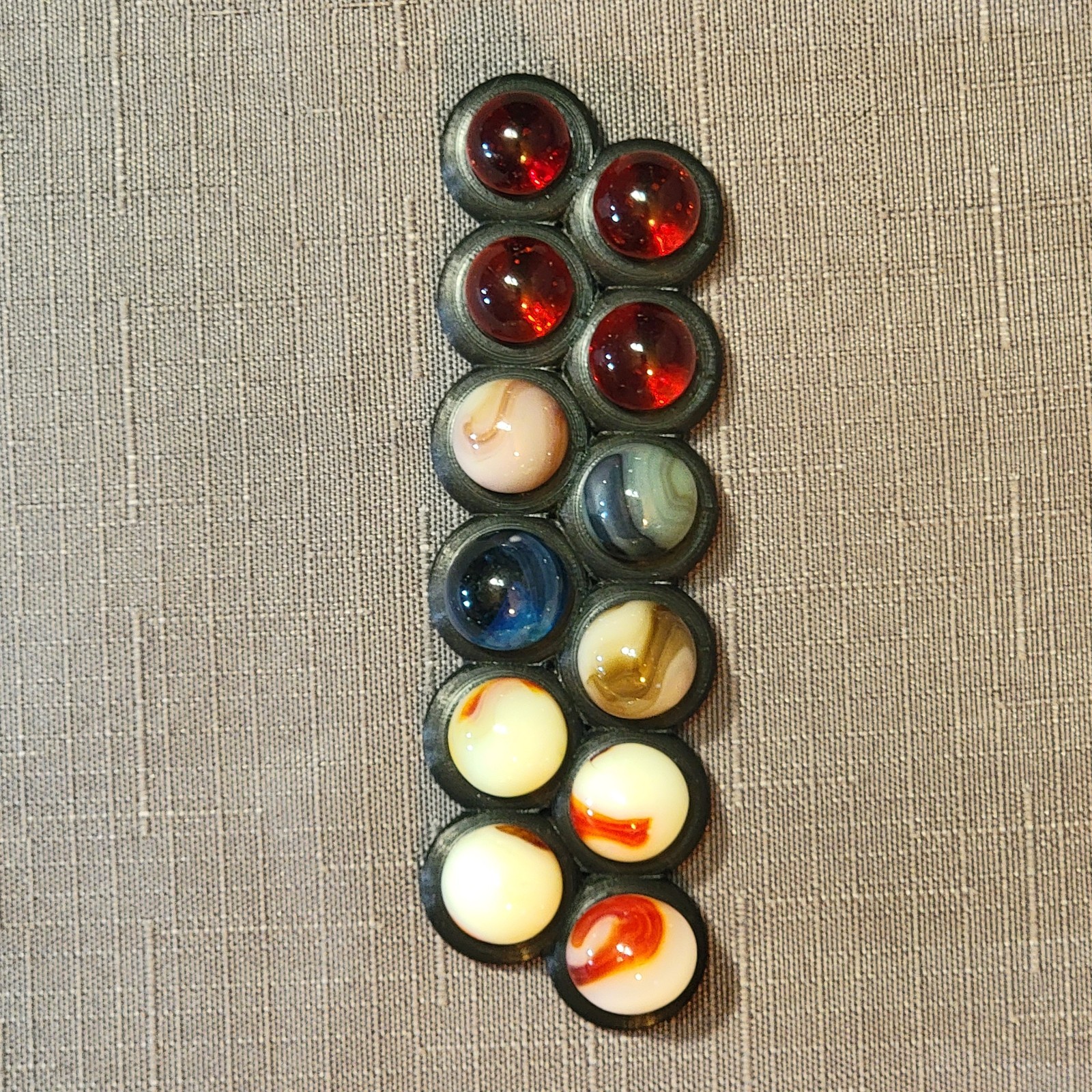 12 Vtg UV Reactive Marbles|Uranium|Cadmium|Cherry Red|Classic Mixed Lot + Stand