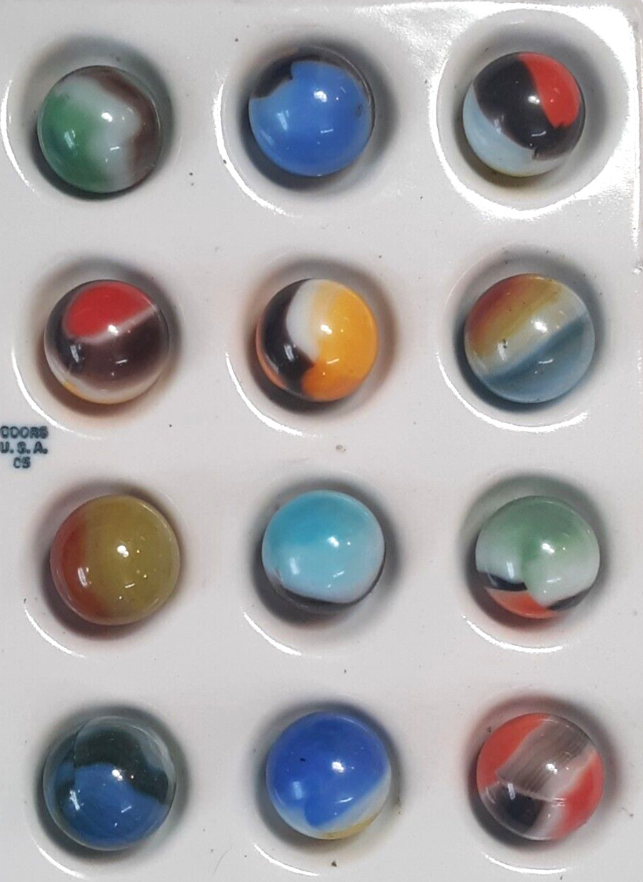 Twelve Wet Mint Vintage Vitro Agate Patches, Collector Marbles #1
