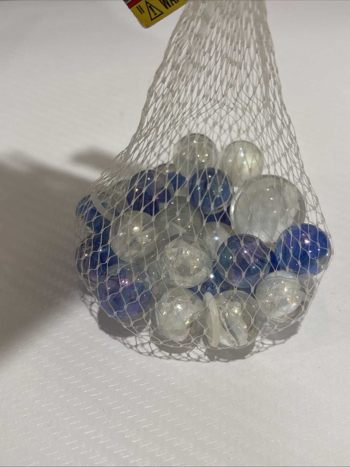 “SNOWFLAKES” *LOT OF 2* VACOR MEGA MARBLES Vintage 1990s Net Bag 24 16mm & 35mm