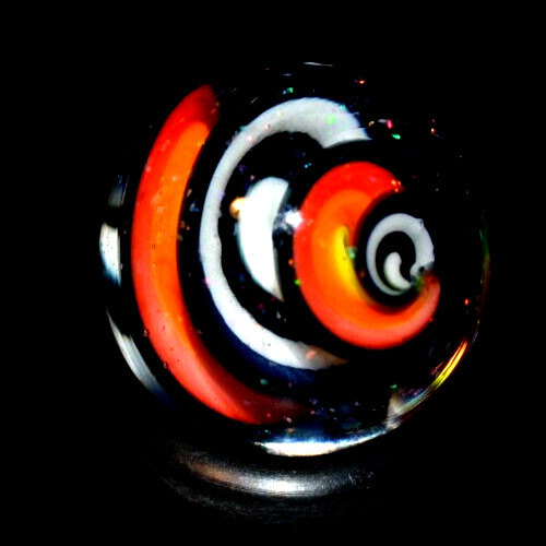 BRYAN TRILLAS GLASS MARBLE/.729″-OPAL BLUE BLACKLIGHT 2 SIDED CORKSCREW-OPALS