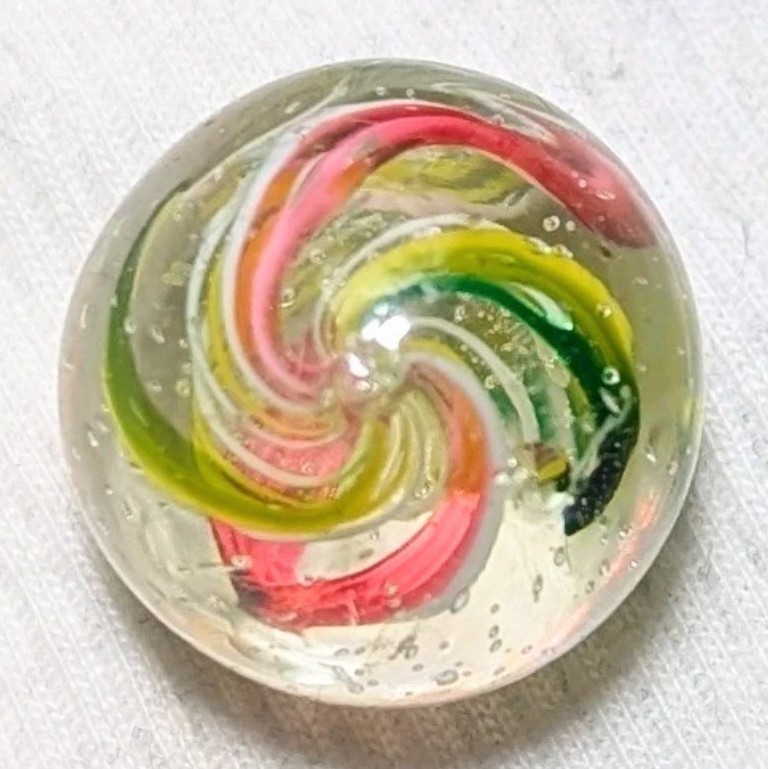 13/16″ Bi-Coloured Quad Divided Latticino Ribbon Core German Handmade Marbles MM
