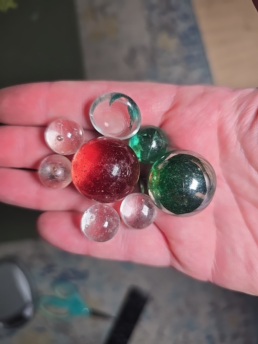 Vintage 2lb 14oz Bag Of Marbles And Flat Glass Stones Large And Small