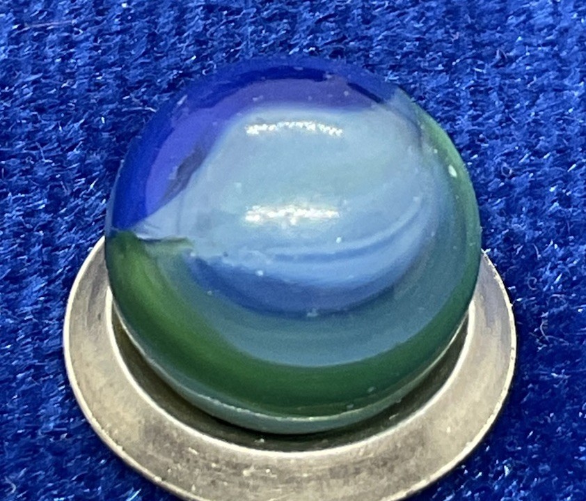 A Vintage Marble King Hybrid Marble. Measures .45 Inch, In Mint Condition.