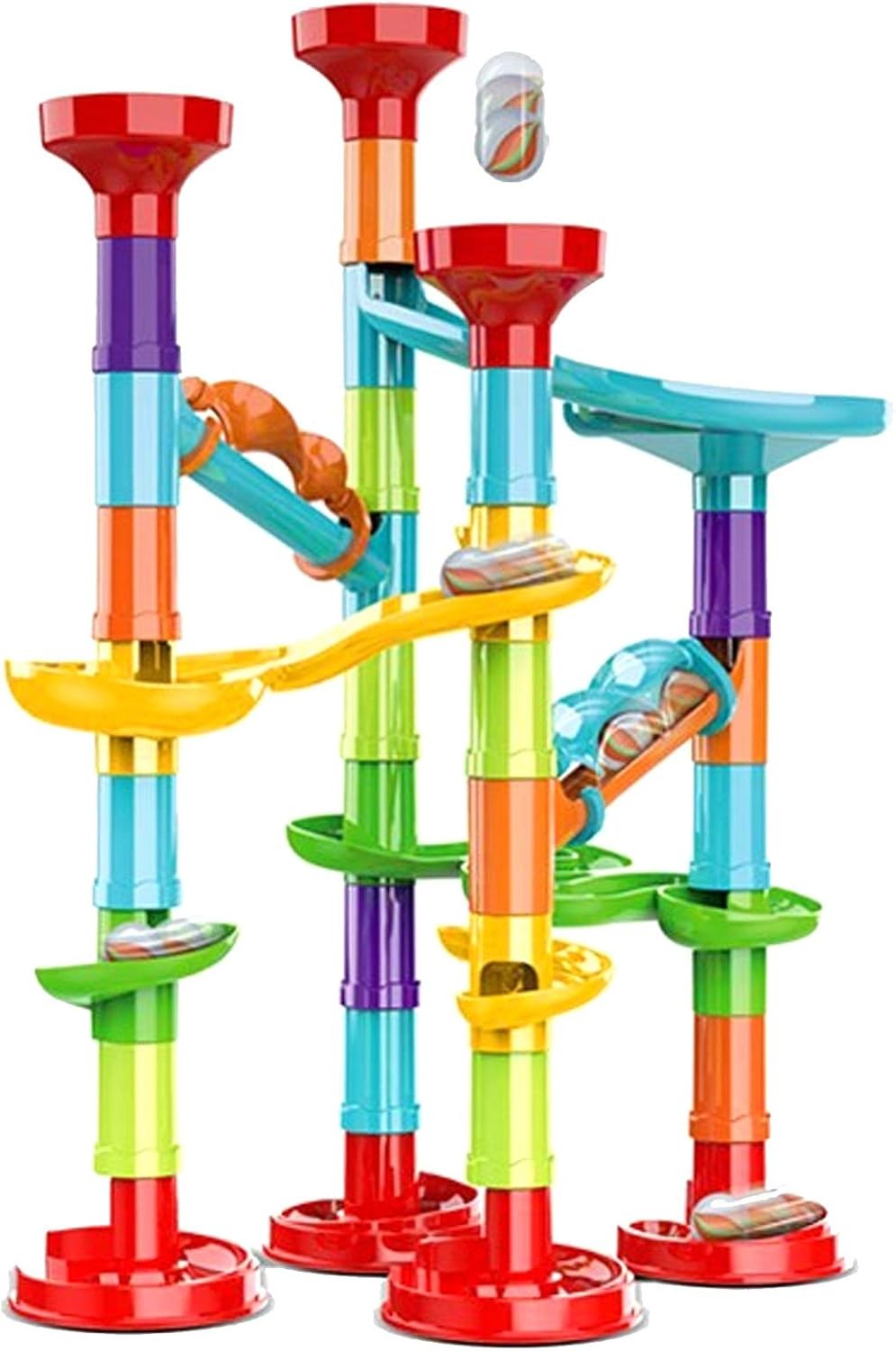 50Pcs Marble Run Set Building Blocks with 30 Glass Marbles for Kids Girls…