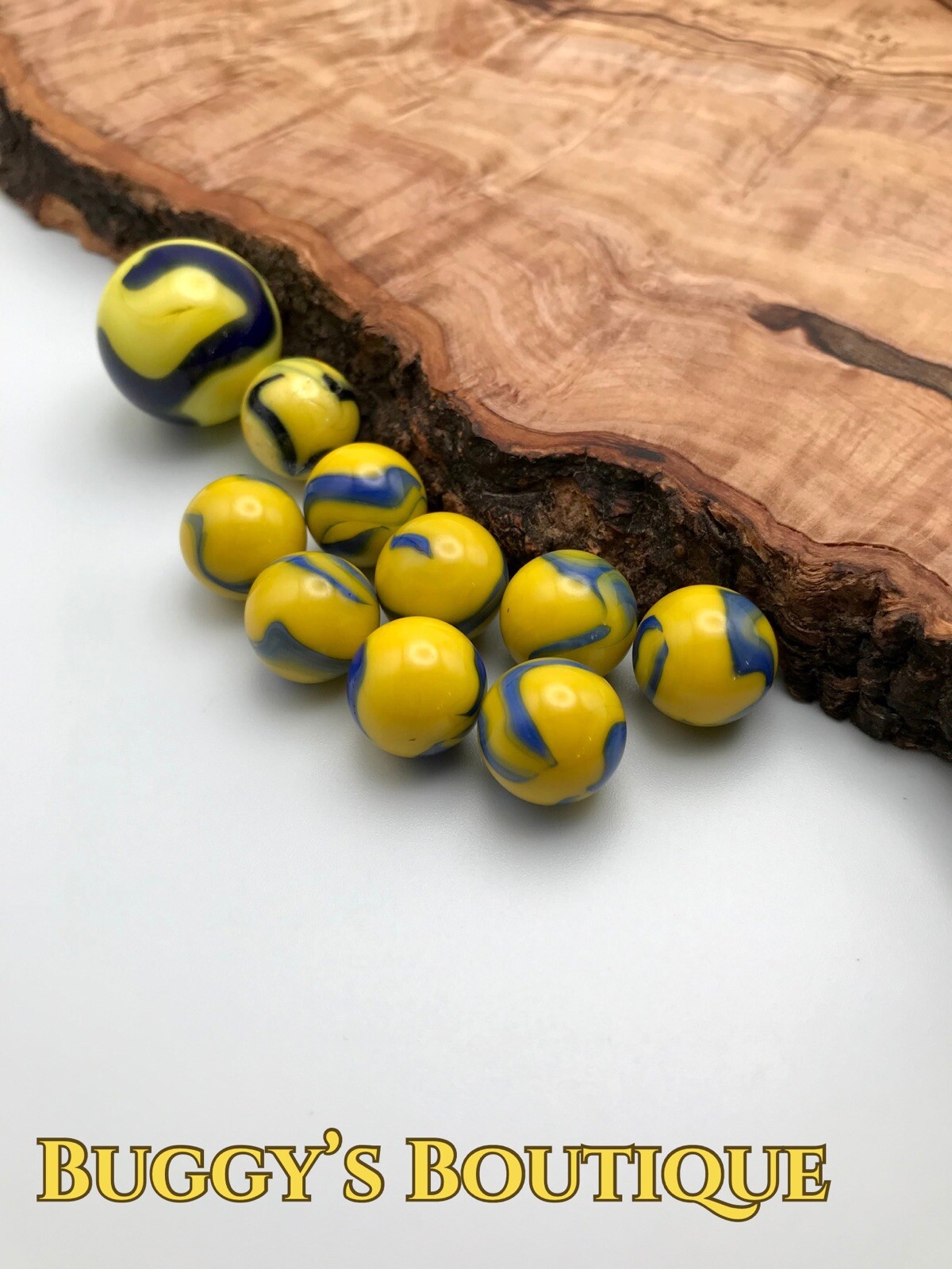 Set Of 10 Mega Marbles Multi Color Yellow Blue