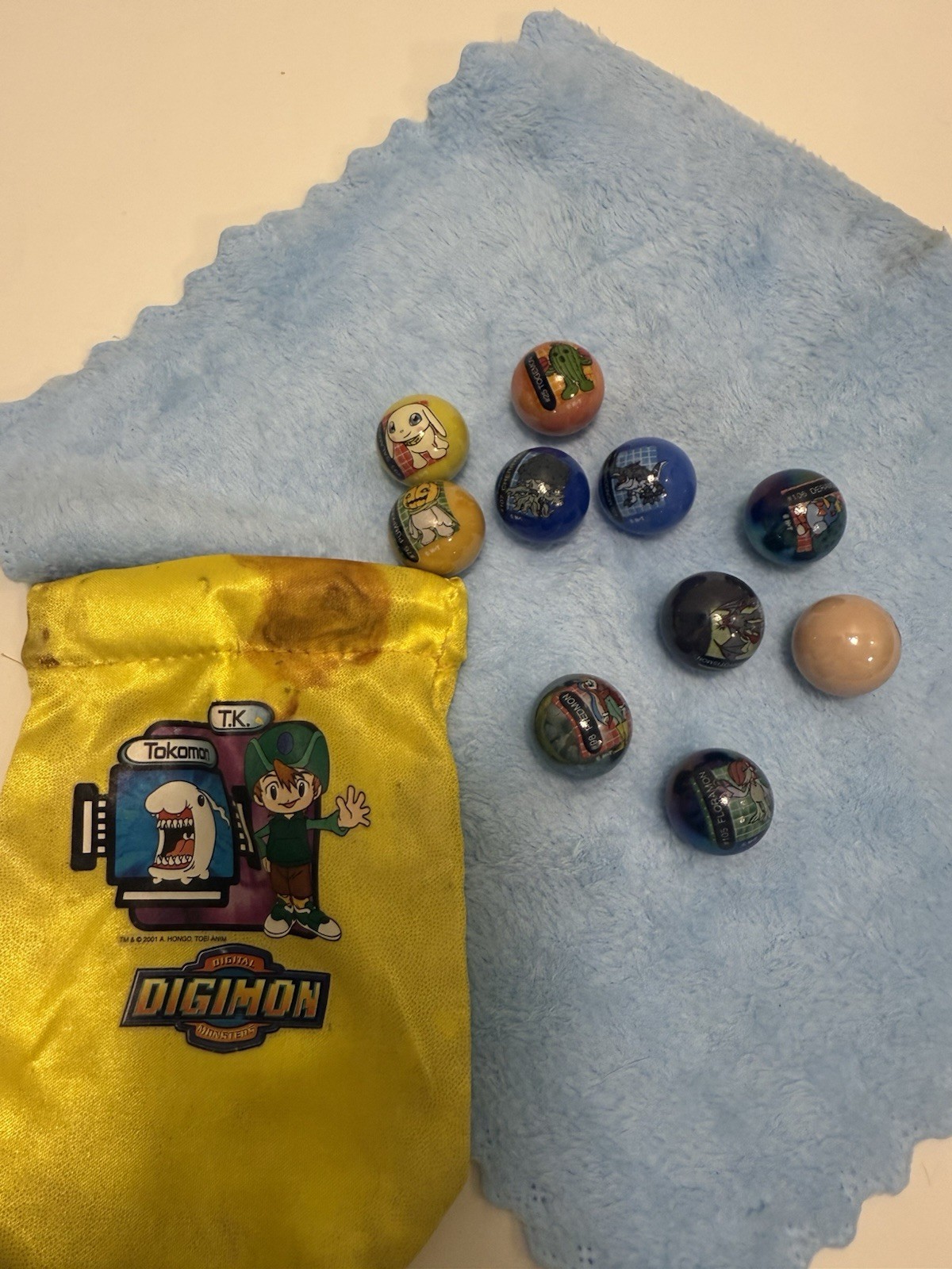 Digimon Marbles Lot of 10w Original Bag 2001 Vintage Collectible