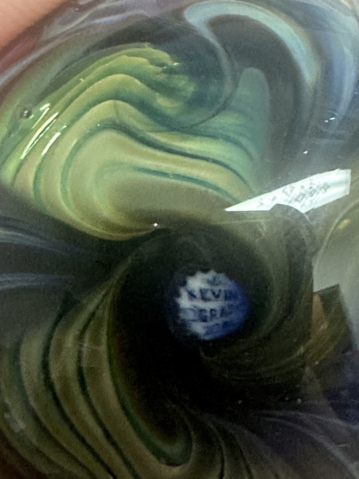 ⁠Kevin O’Grady Art Glass Vortex Marble Paperweight Dichroic Galaxy Signed⁠ 1.75”