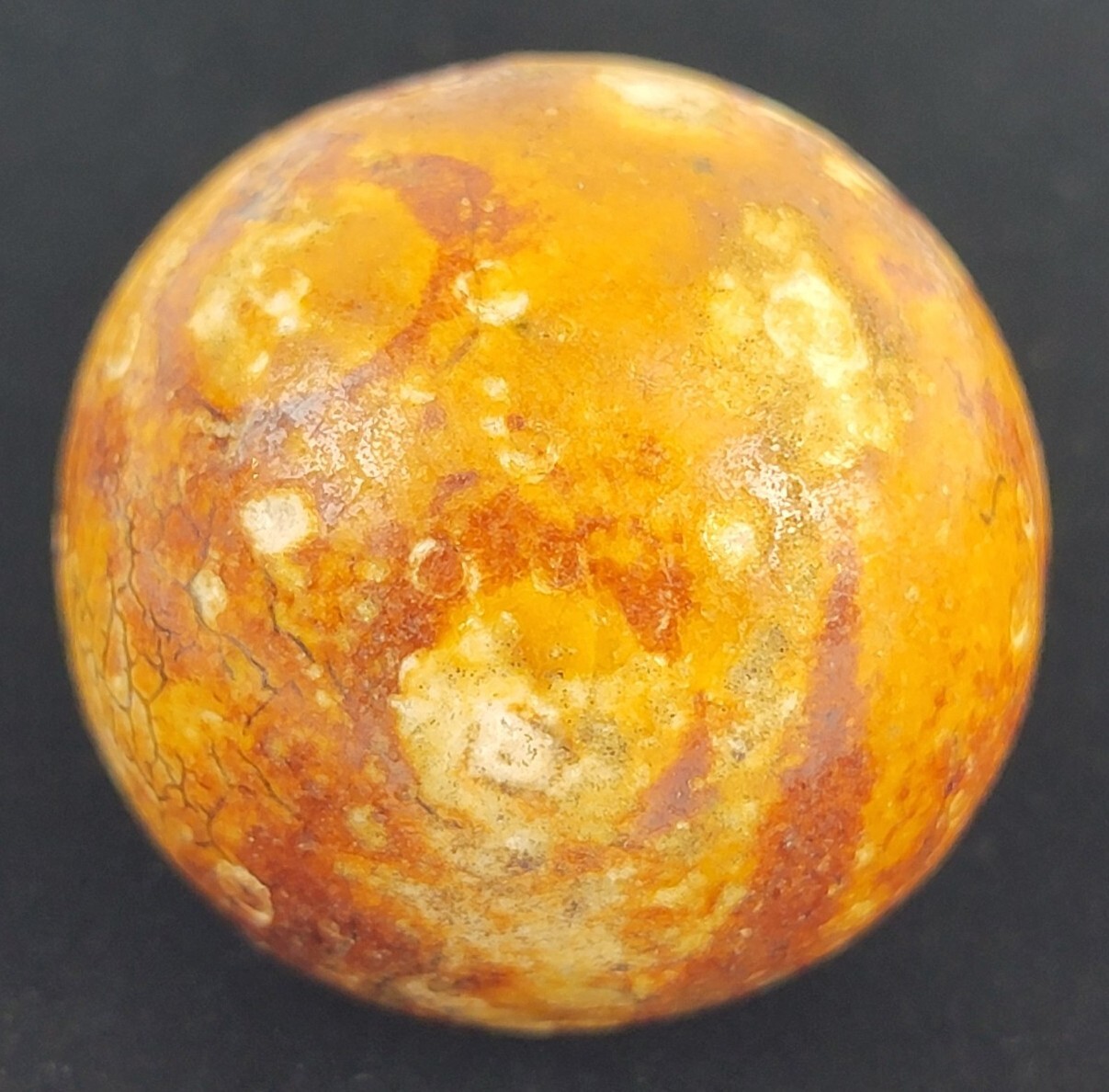 HUGE Antique Clay Stoneware Bennington Jumbo Shooter Marble 1.5 Inch