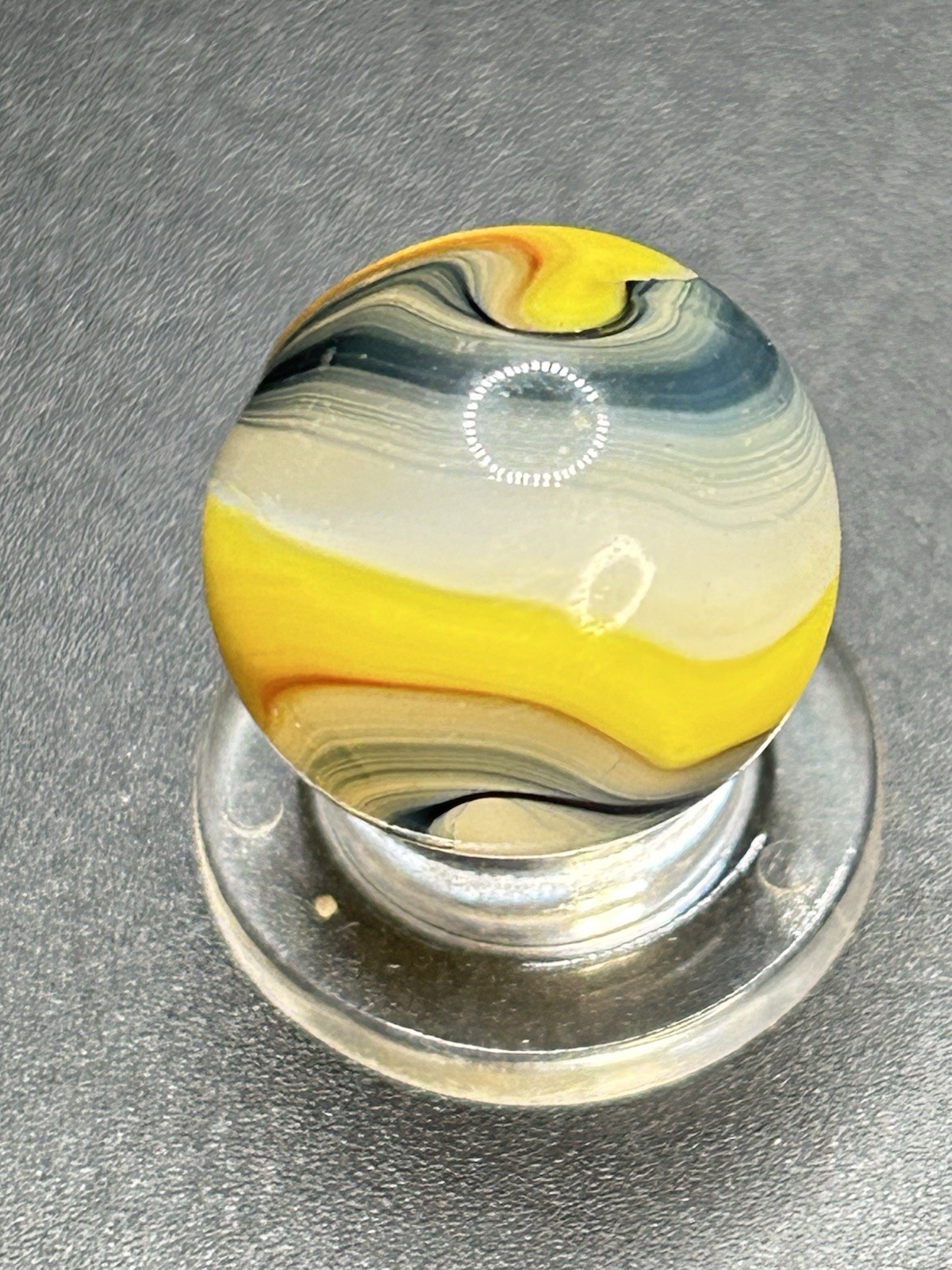 Vintage Akro Popeye Hybrid Marble Red Yellow Blue Gray 0.629 Slight UV
