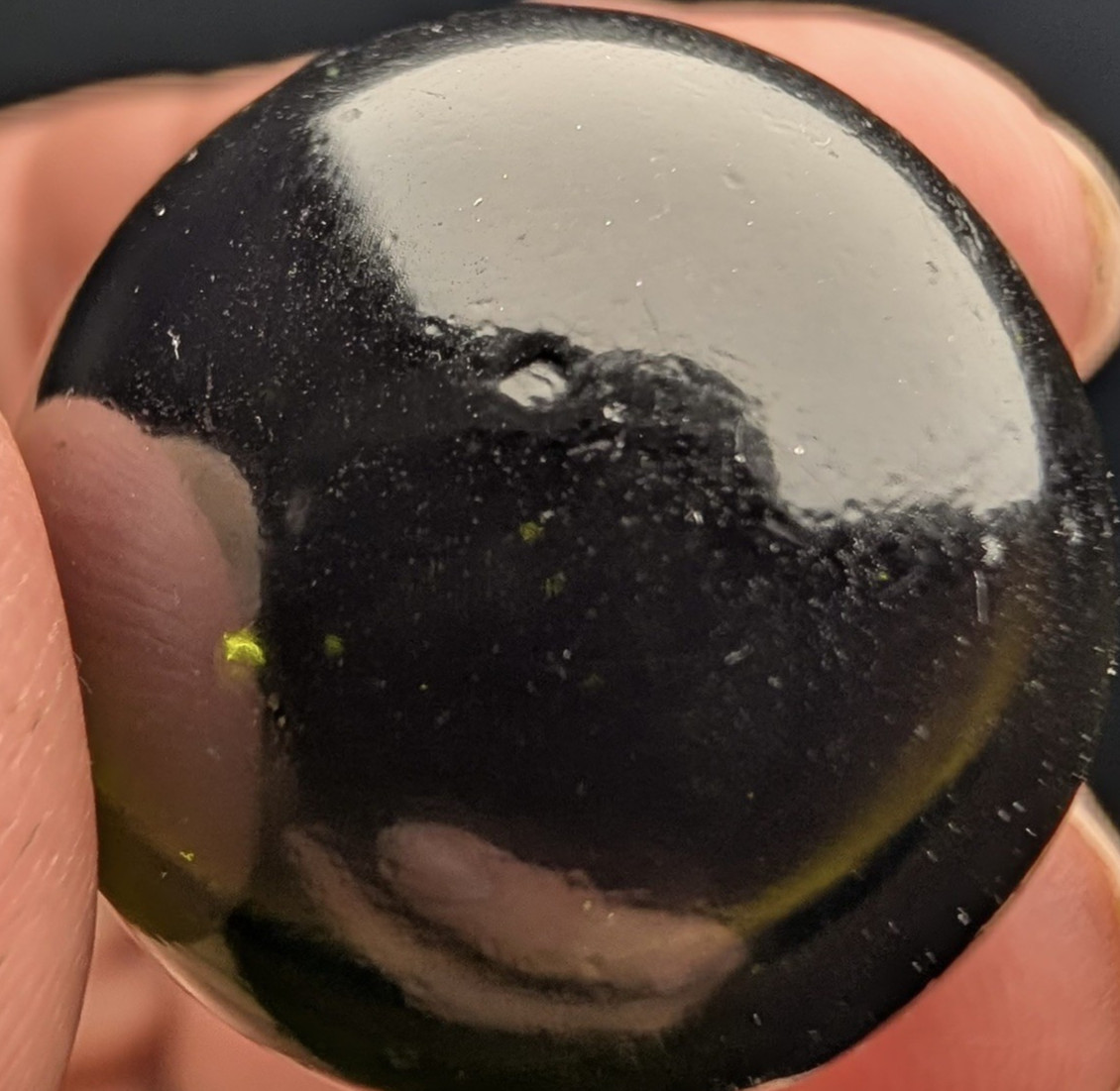 GRAIL 1.01″ German Cadmium Green Marble DAYLIGHT glow PONTIL Handmade Rare