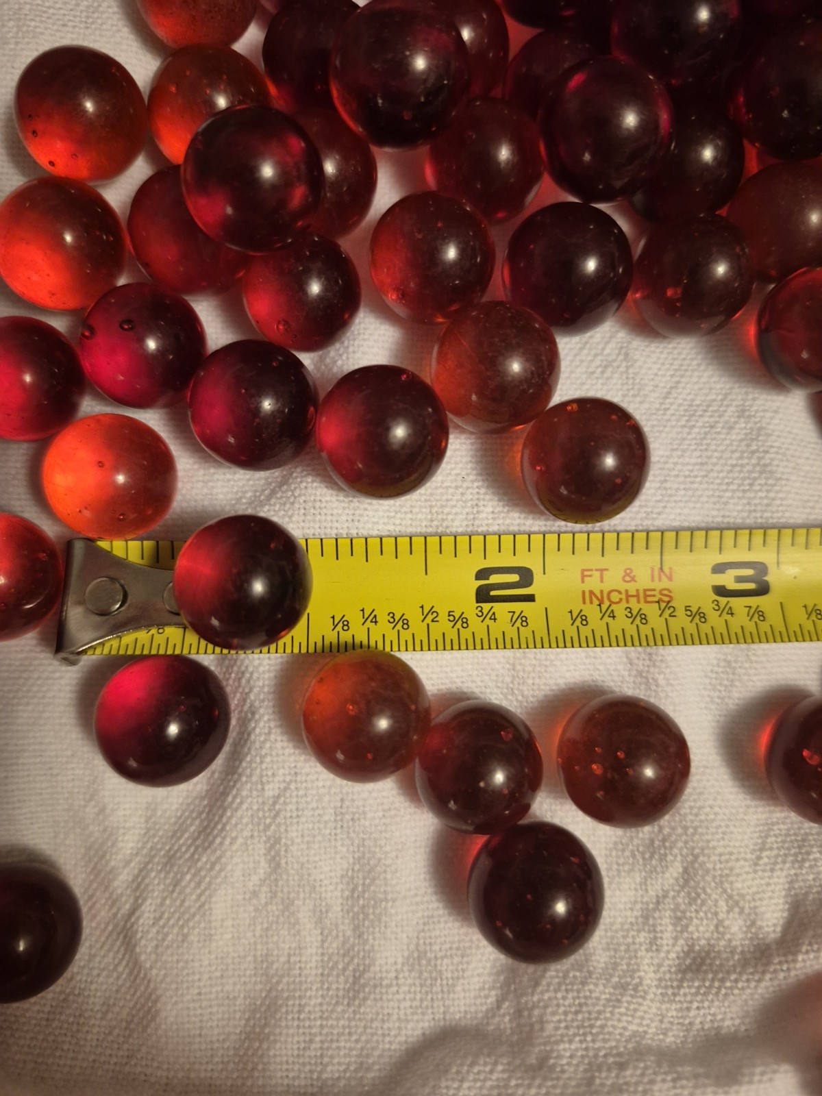 125 Red Translucent Glass Marbles, Machine Made