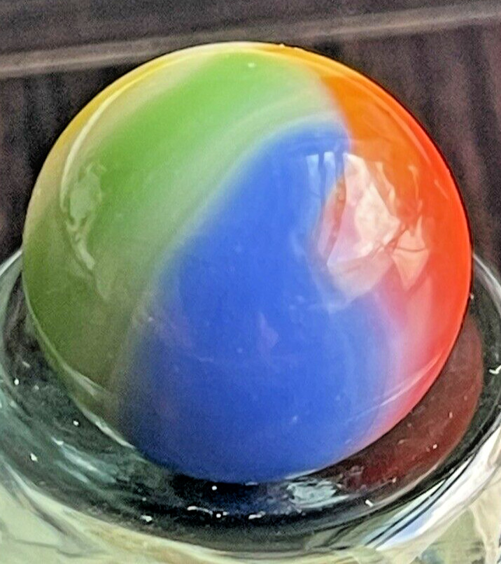 VTG MARBLE KING RAINBOW MARBLE GREEN BLUE RED ORANGE YELLOW WHITE .59″ MINT TOY