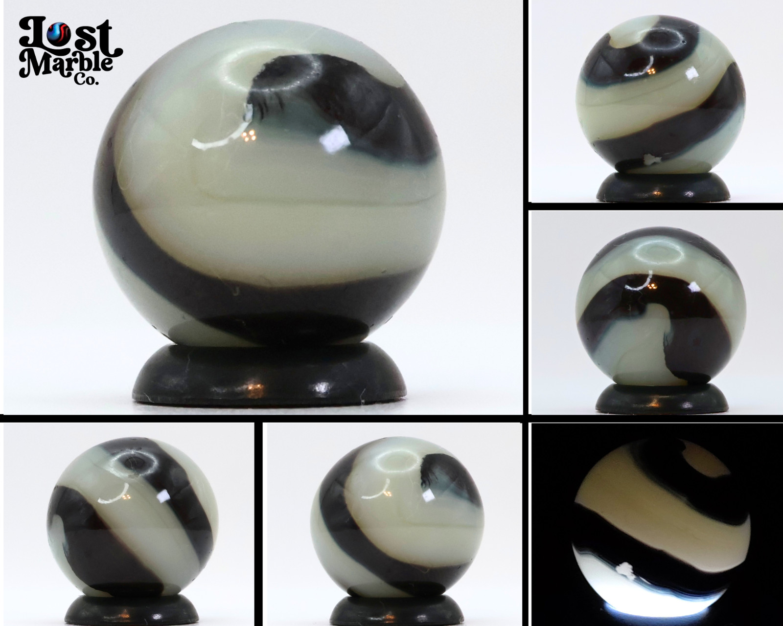 11/16″ Akro Agate Oxblood Milky Corkscrew Indigo Tracer NM