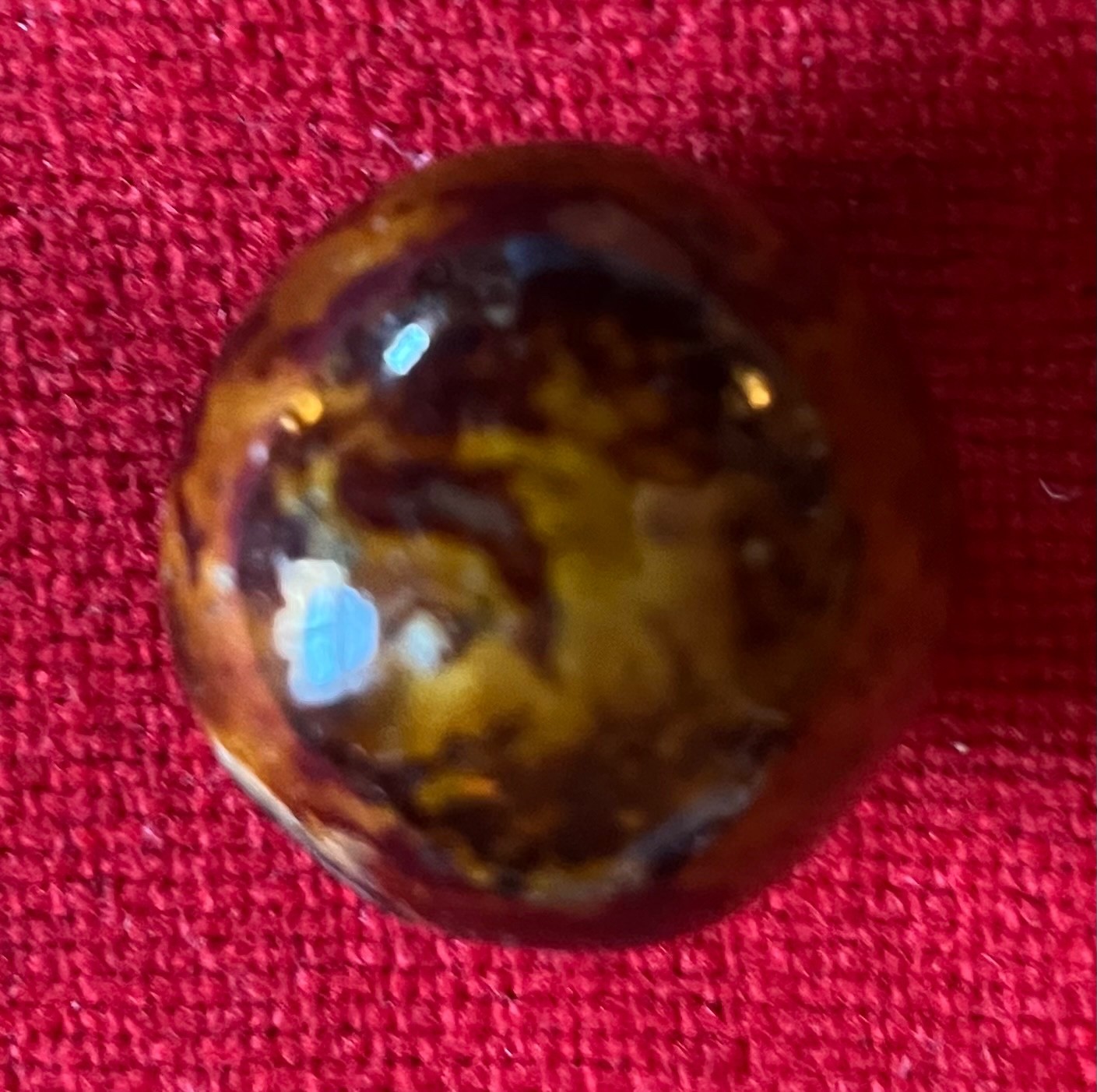 Large Antique 19th Century Bennington Treacle Glaze Pottery Marble 1 1/8″ Ball