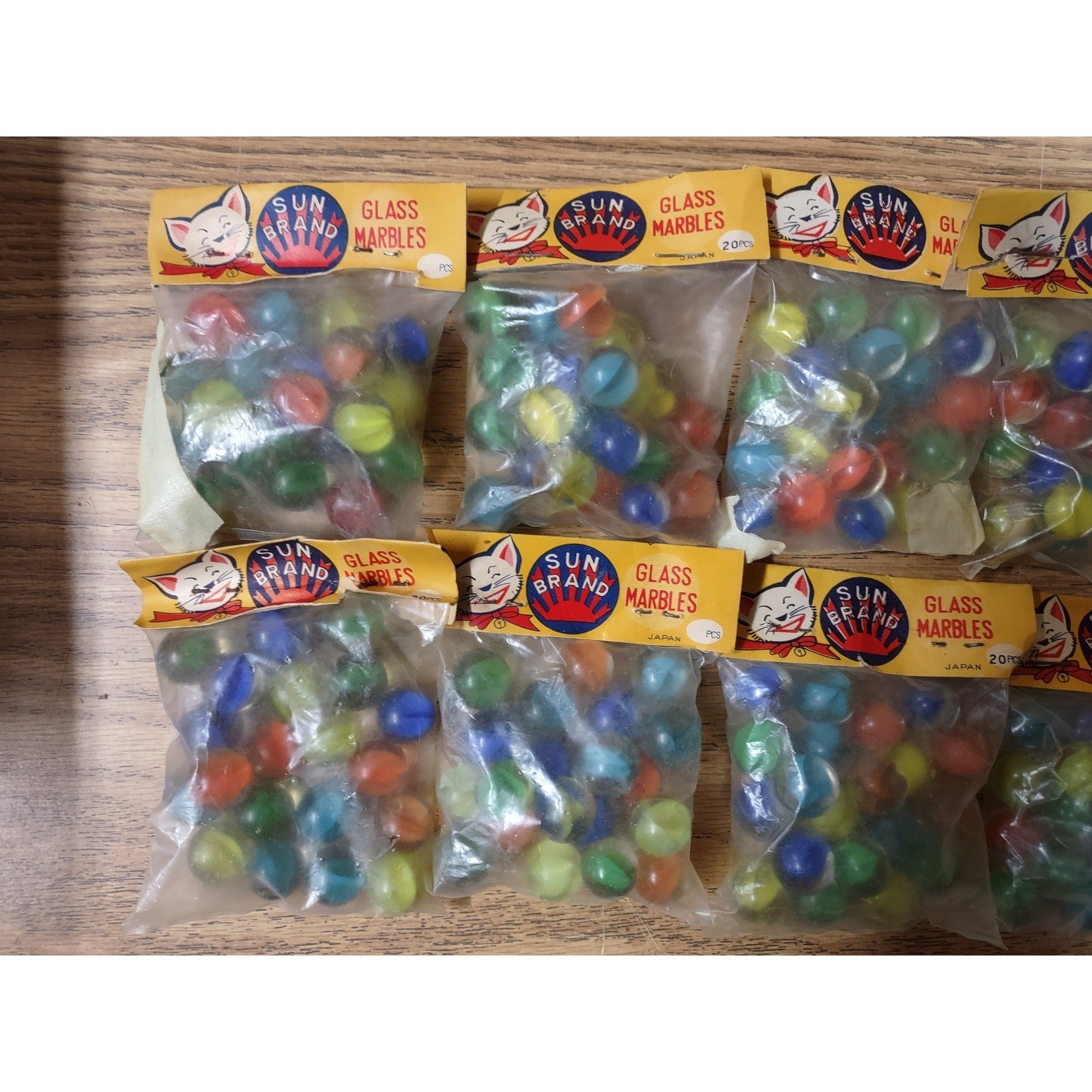 NOS Vintage Lot of 15 Sun Brand Glass Cat Eye Marbles Japan Made New Old Stock