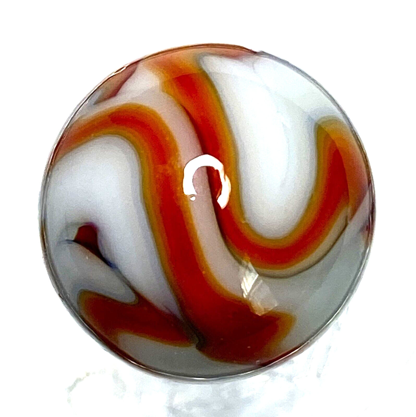 WOW VHTF ALLEY AGATE WV OPAQUE ORANGE MATRIX SWIRL EXPERIMENTAL FLAME .58″ M211