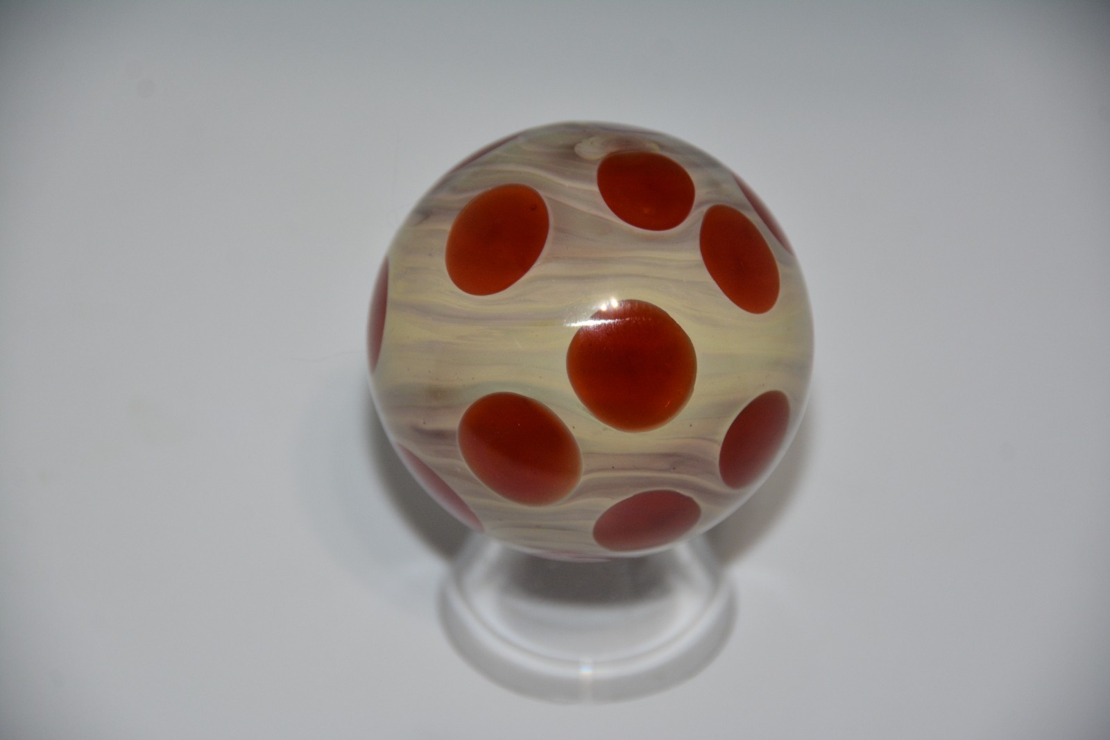 Contemporary art glass handmade borosilicate marble 1.814 inches tall