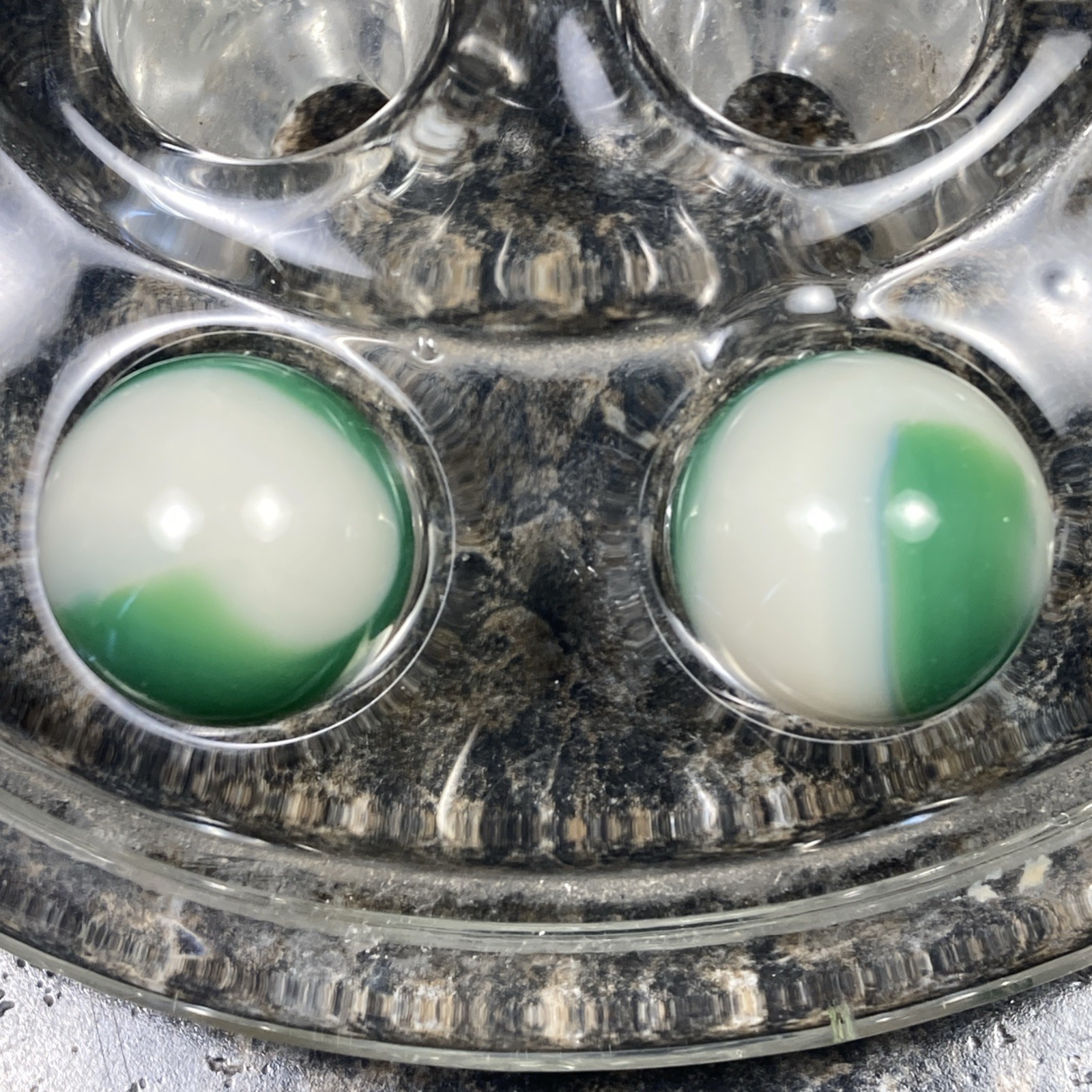 Akro Agate Corkscrew White Green Hot UV! .63” P20
