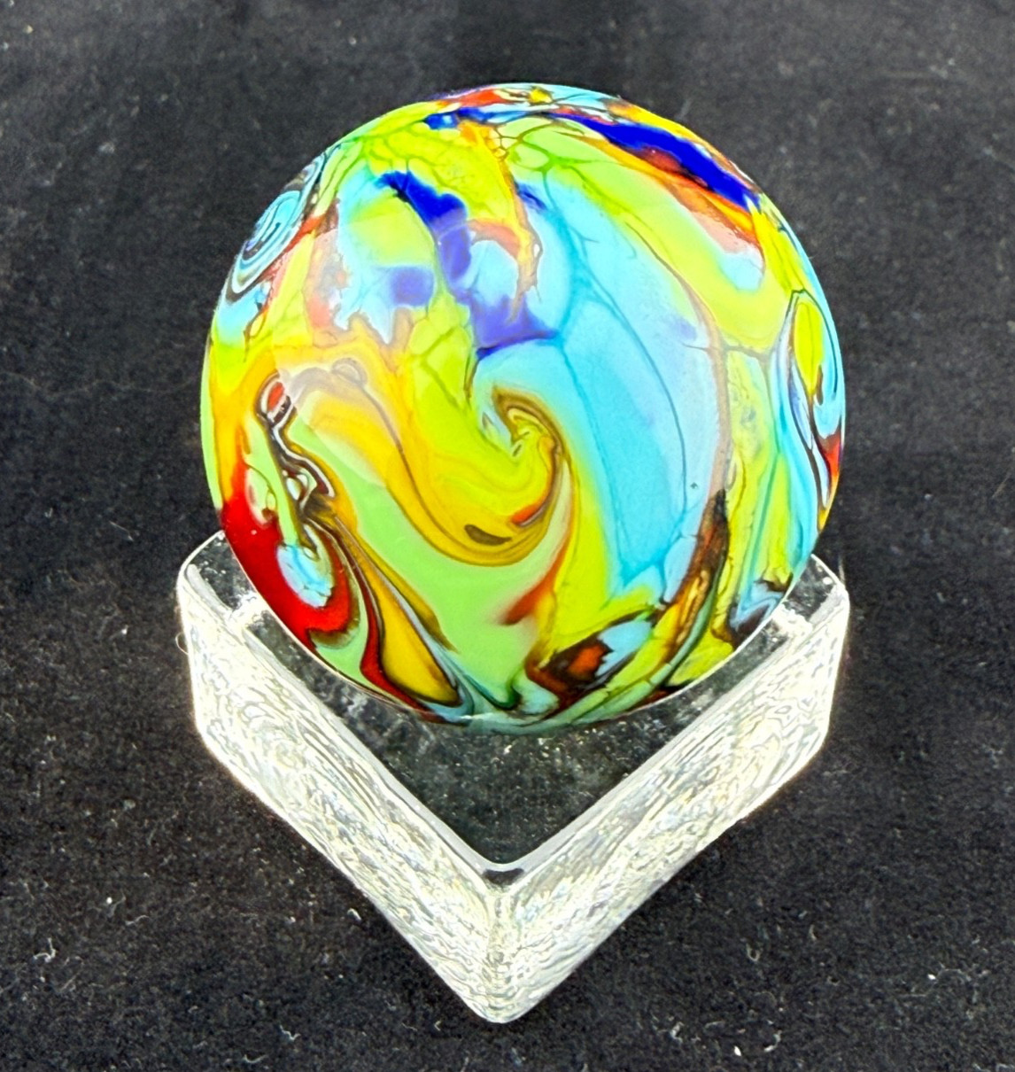 Steve Willis 2006 Wild Abstract Glass Marble 1-15/32″, #3 signed W6