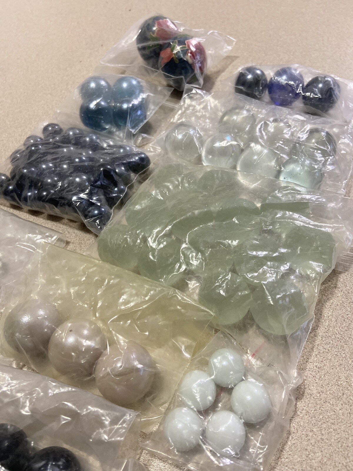 (LOT OF 175 MIX) Marbles Blue Red Orange White Silver Clear, Lg M S,Heavy Weight