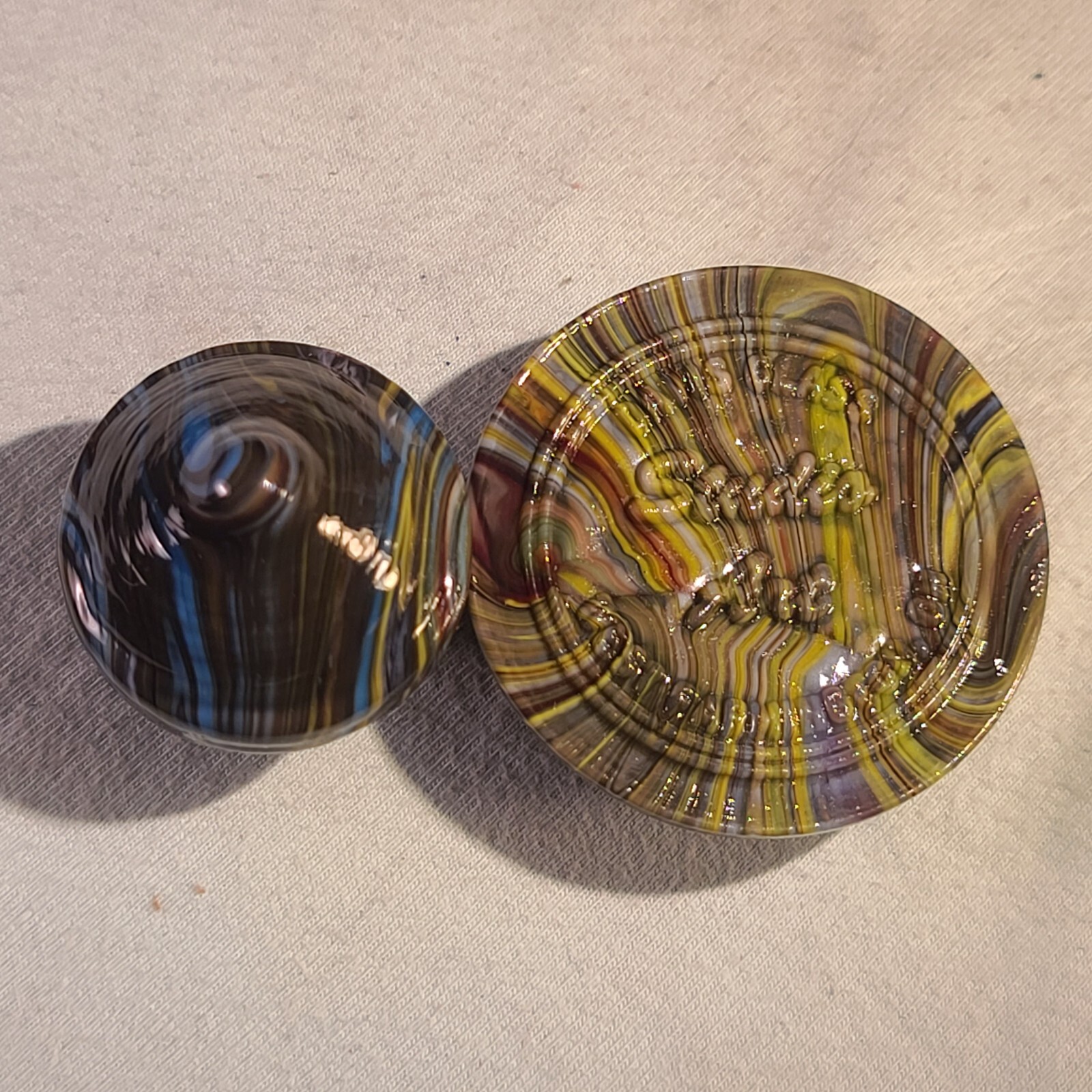 ANDY DAVIS, Glass Art Spinning Top & Base, Megans Run (?), #256G