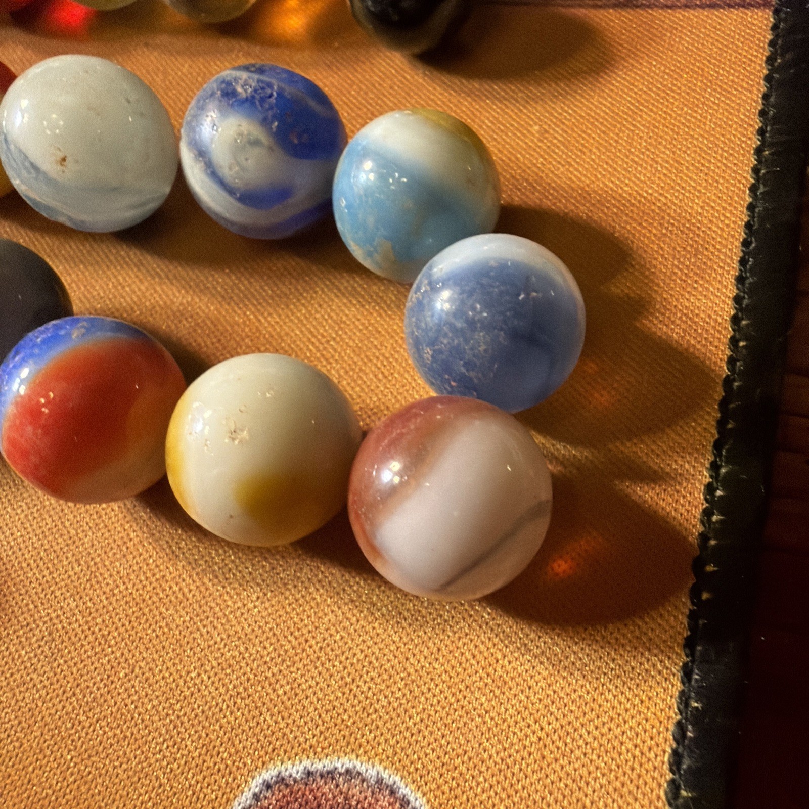 Marble Lot Of 64. Core/banded Swirl, Agate, Glass, Striped, Clay, Ribbon, Solid