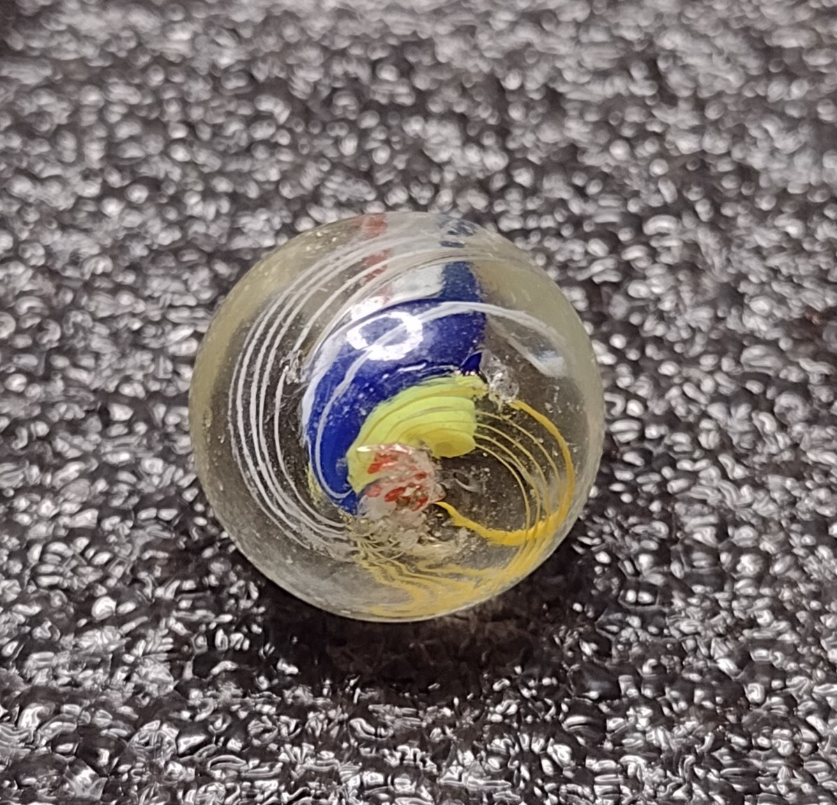 RARE ✨Red – Double Ribbon Core Swirl Glass Handmade .63″ VINTAGE German Marbles