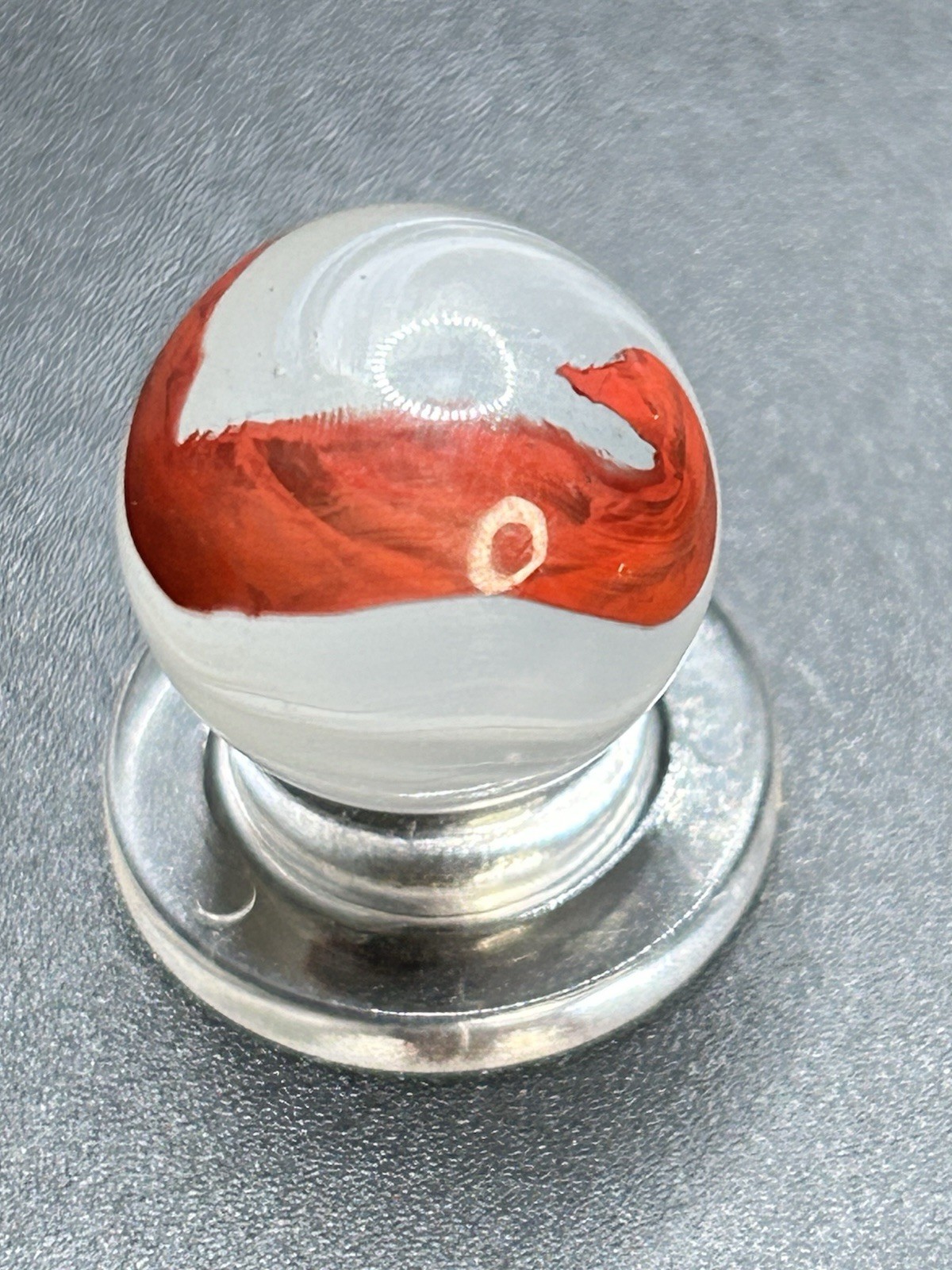 Vintage Akro Agate Silver Oxblood Marble Thick Oxblood Pattern 0.629”