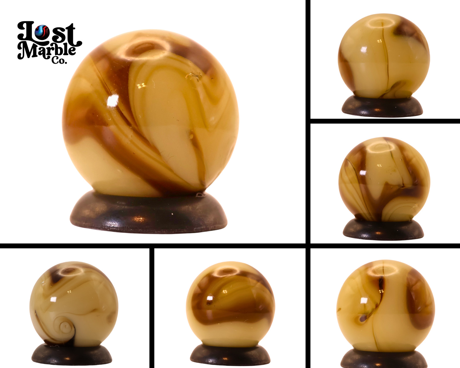 5/8″ Swirl Marble w/drizzle tan & brown NM+
