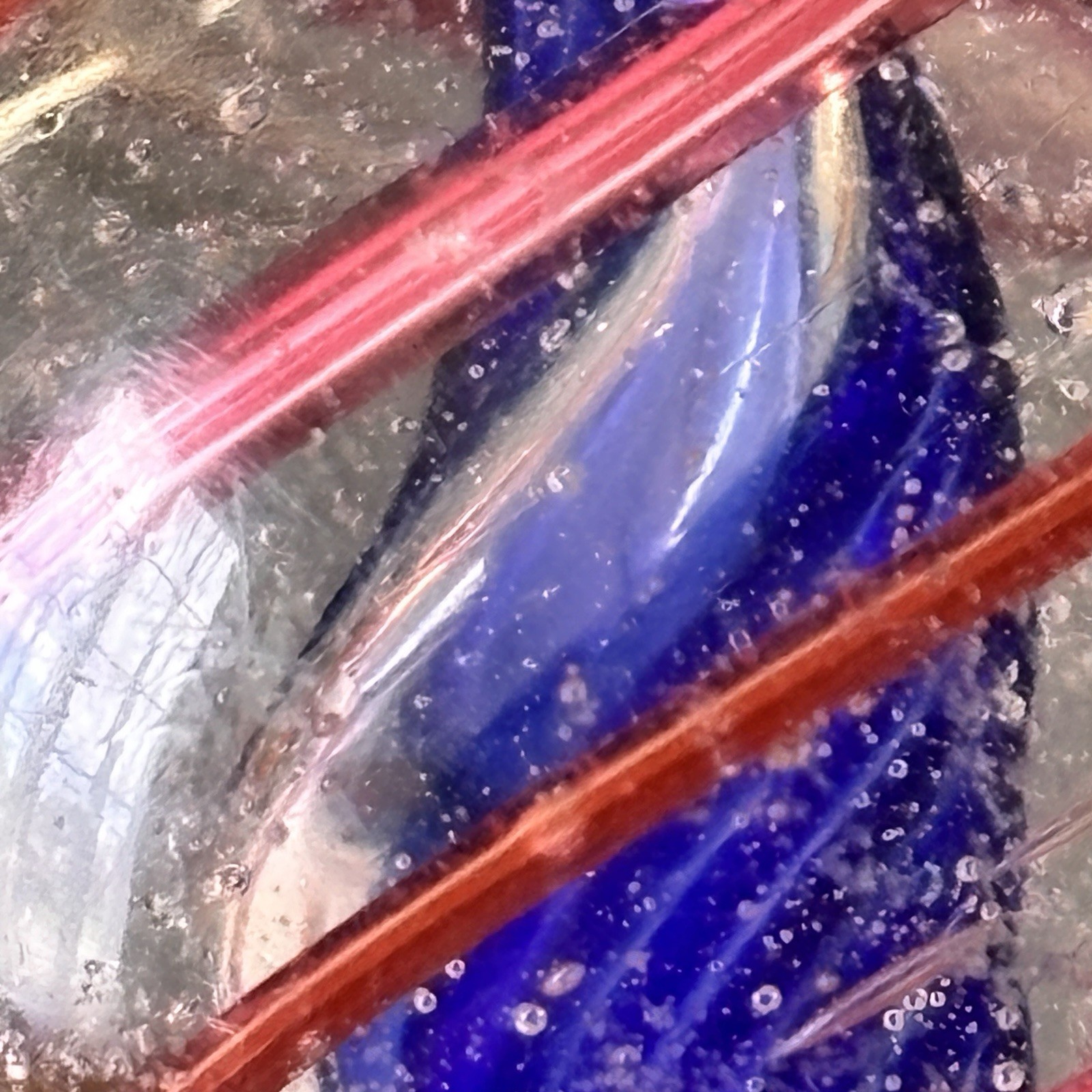 💥Antique German Handmade Divided RARE Blue Jelly Core Marble 2.01” Superb NM💥