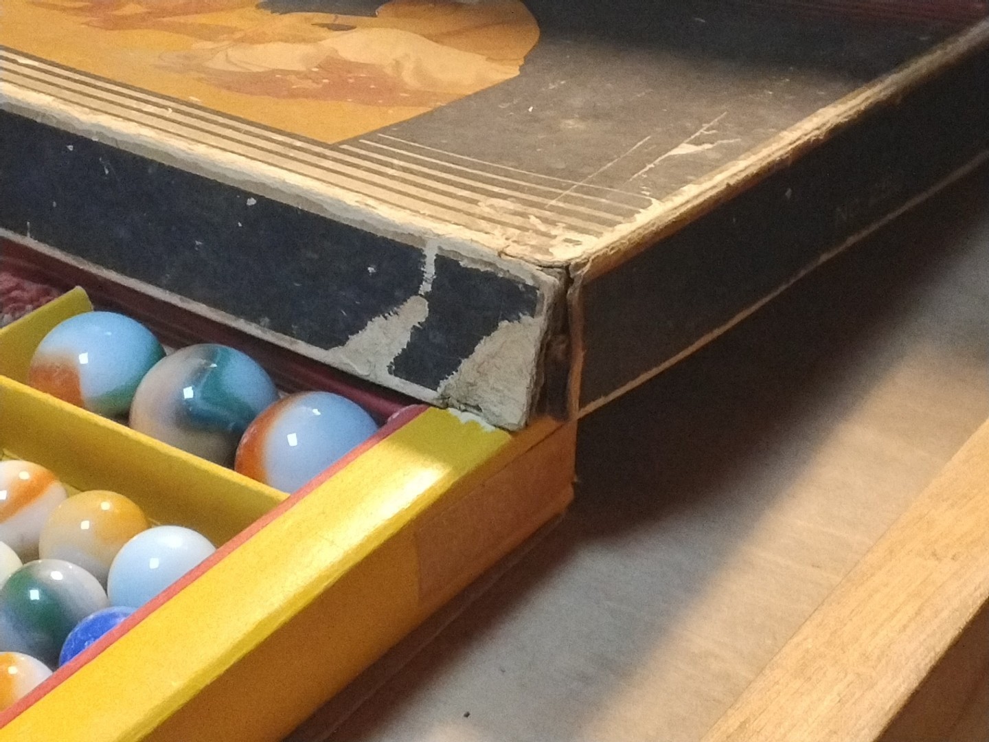 Original Vintage Akro Agate Box #250 With Marbles & Pouch Complete 1930’s Set