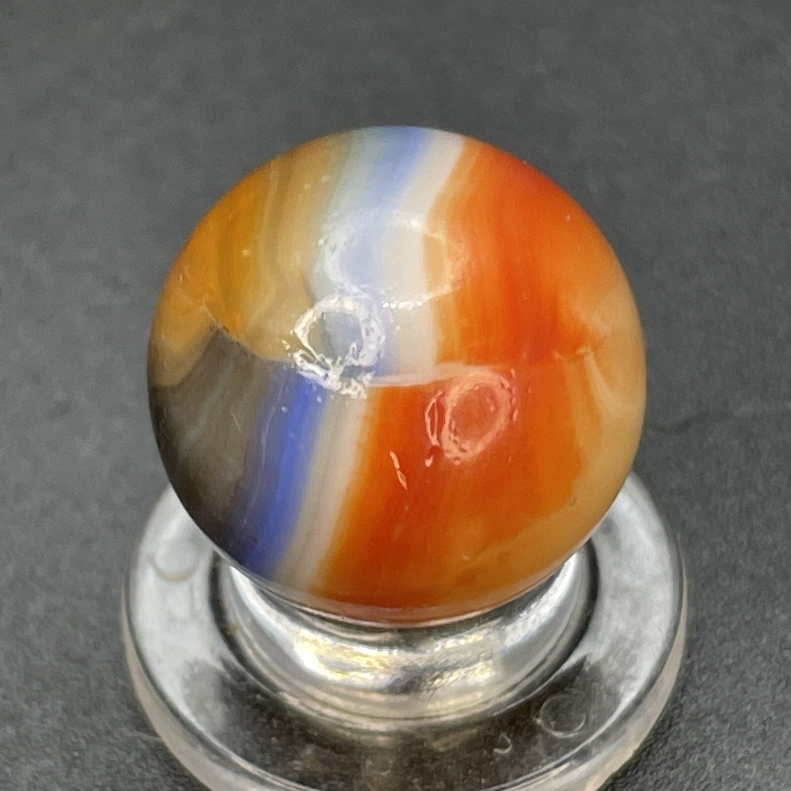 Blue Line Yellow Jacket Color Blended Vitro All Red Vintage Marbles 0.629”