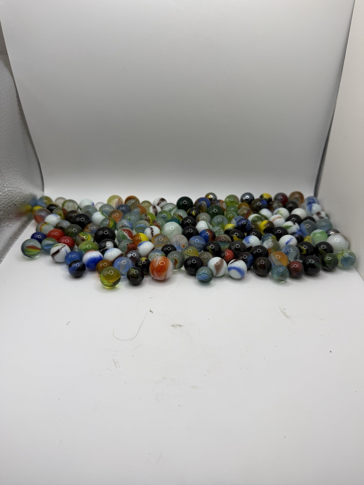 Marbles 4 Pounds Of Miscellaneous Lot In Blue Mason Jars Mixed sizes and colors