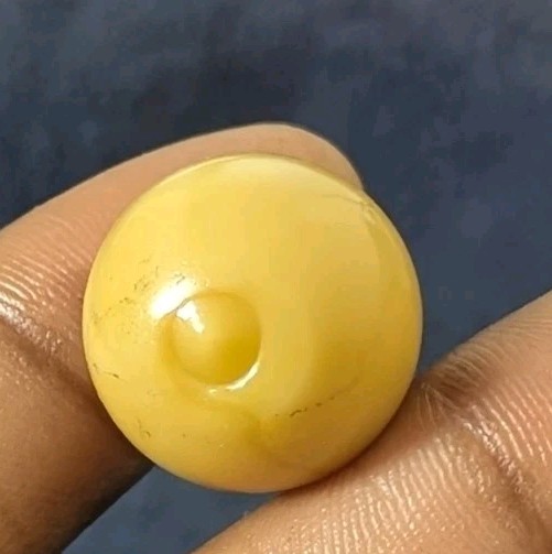 Cadmium Glass UV Reactive Pontil UNIQUE Yellow Swirl Opaque Handmade Marble .70
