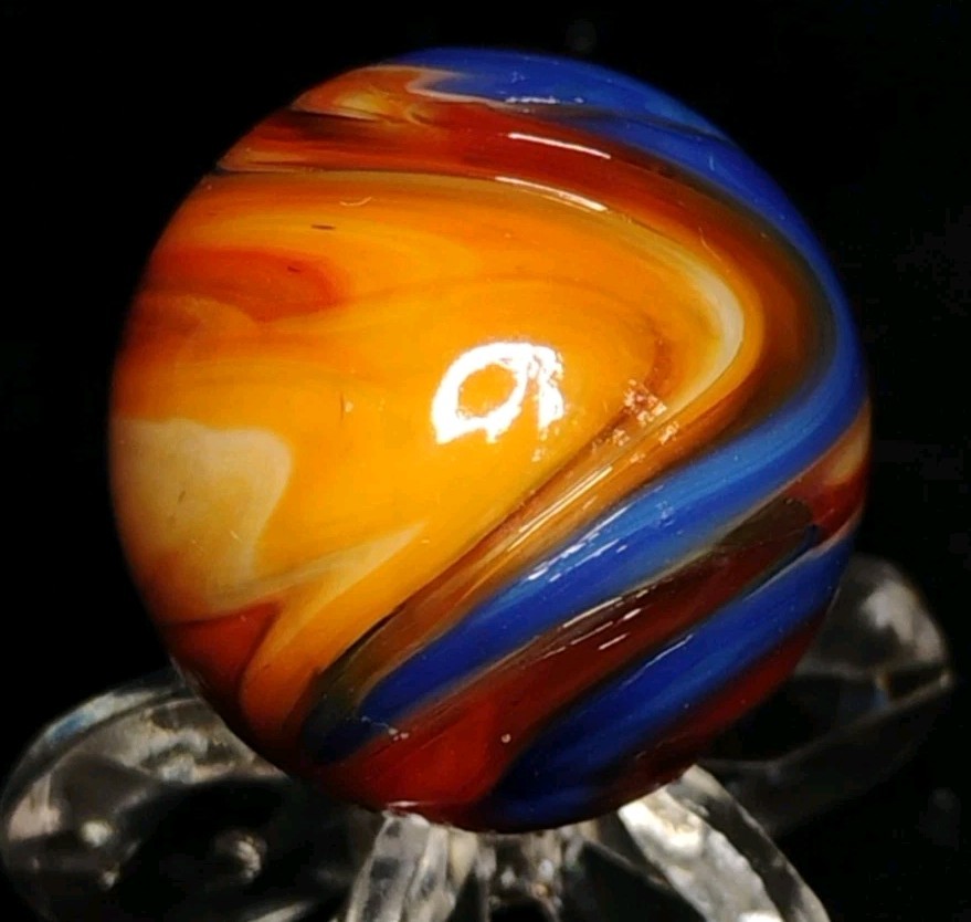 .74″ D.A.S. MARBLES RAMS HEAD STYLE SWIRL-GLASS TOYS NM+