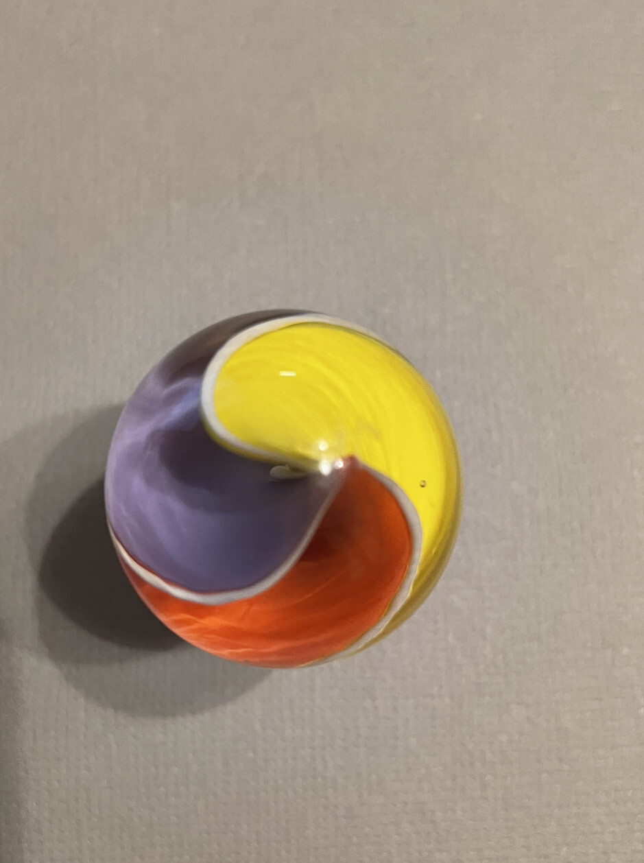 Multicolor Ribbon Core Marble Signed J.F. – Jody Fine or Fritz Possibly.